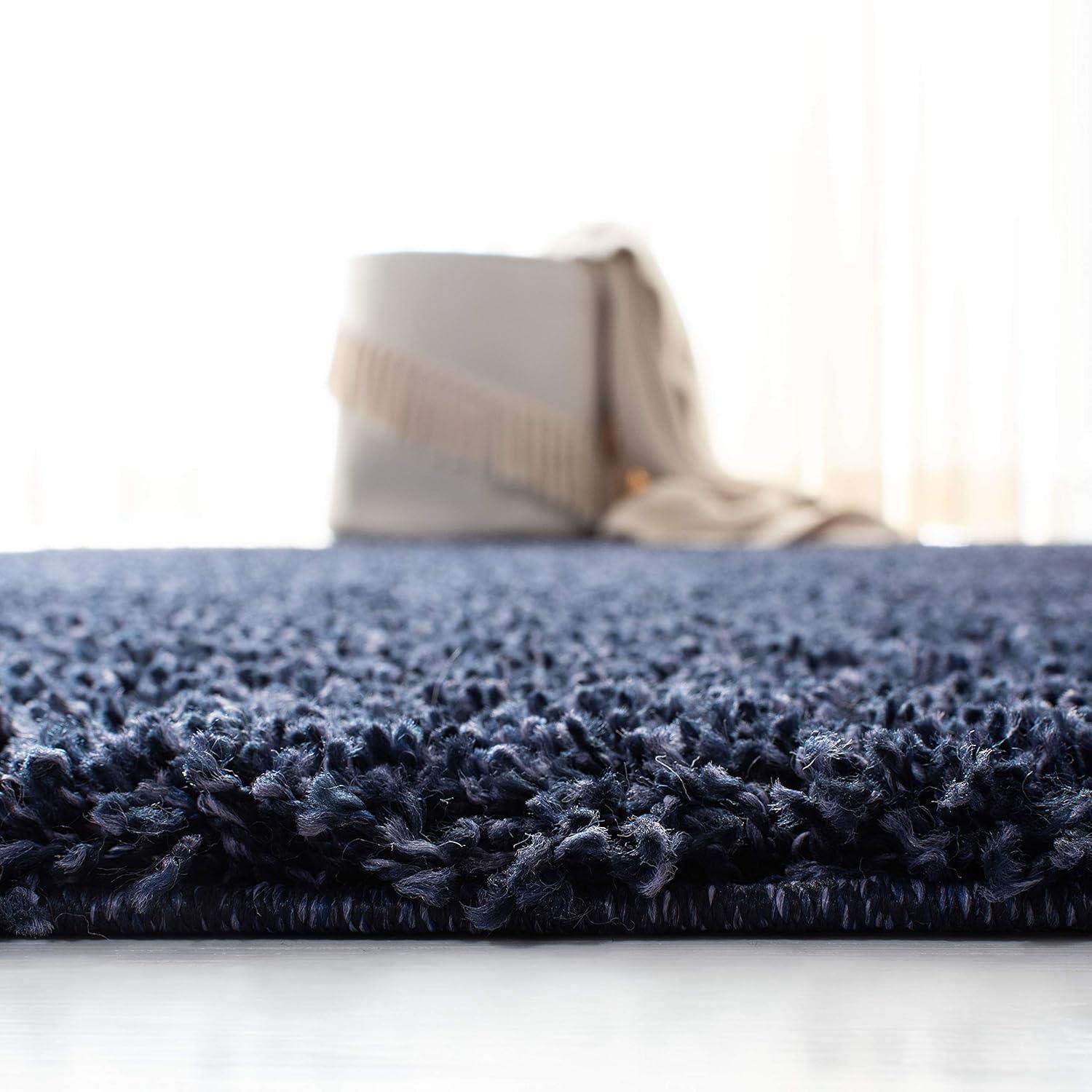 California Shag SG151 Power Loomed Indoor Accent Rug - Navy - 4'x4' - Safavieh