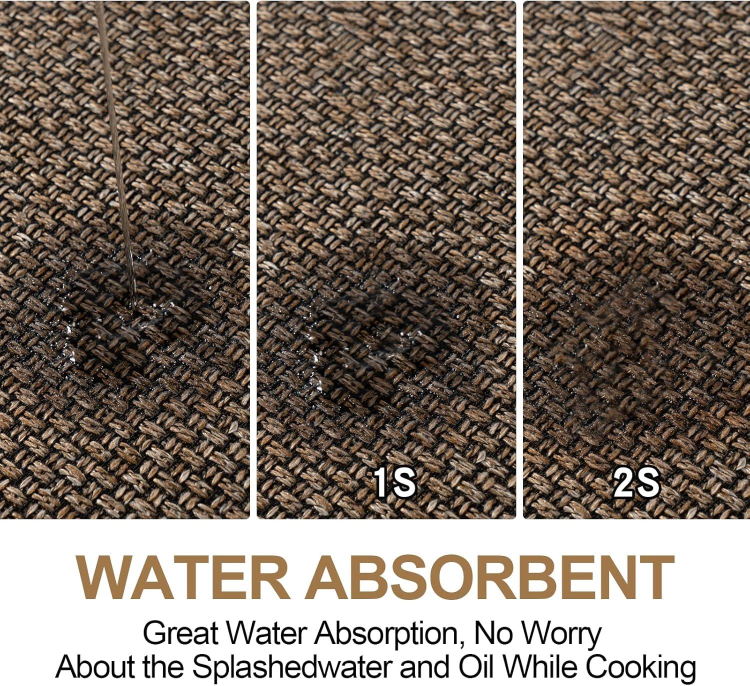 Kitchen Mat Set of 2 PCS, Cushioned Non Slip Rugs for Kitchen Floor, Absorbent Runner Comfort Standing Mats Washable for Kitchen, Office, Home (Brown, 17.3"x47"+17.3"x30")