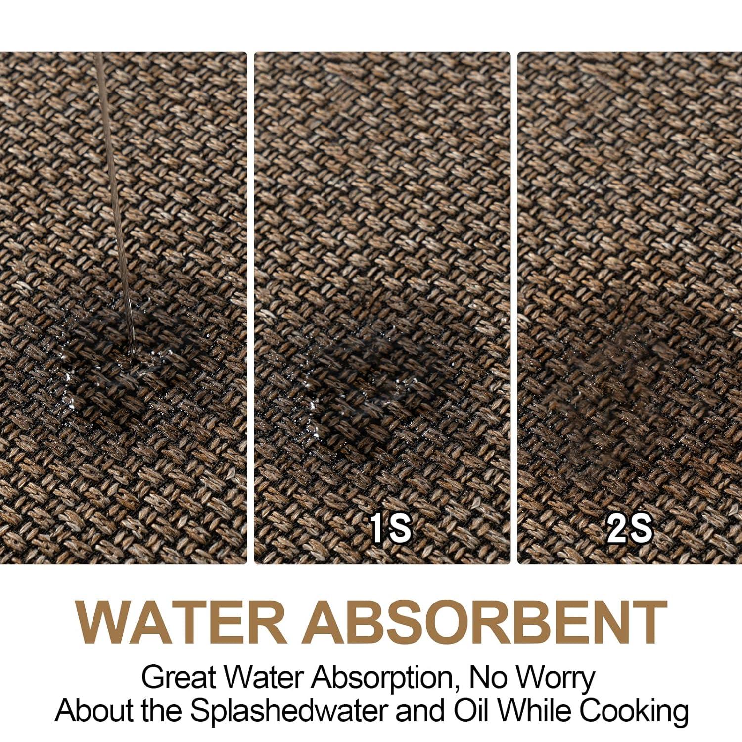 Kitchen Mat Set of 2 PCS, Cushioned Non Slip Rugs for Kitchen Floor, Absorbent Runner Comfort Standing Mats Washable for Kitchen, Office, Home (Brown, 17.3"x47"+17.3"x30")