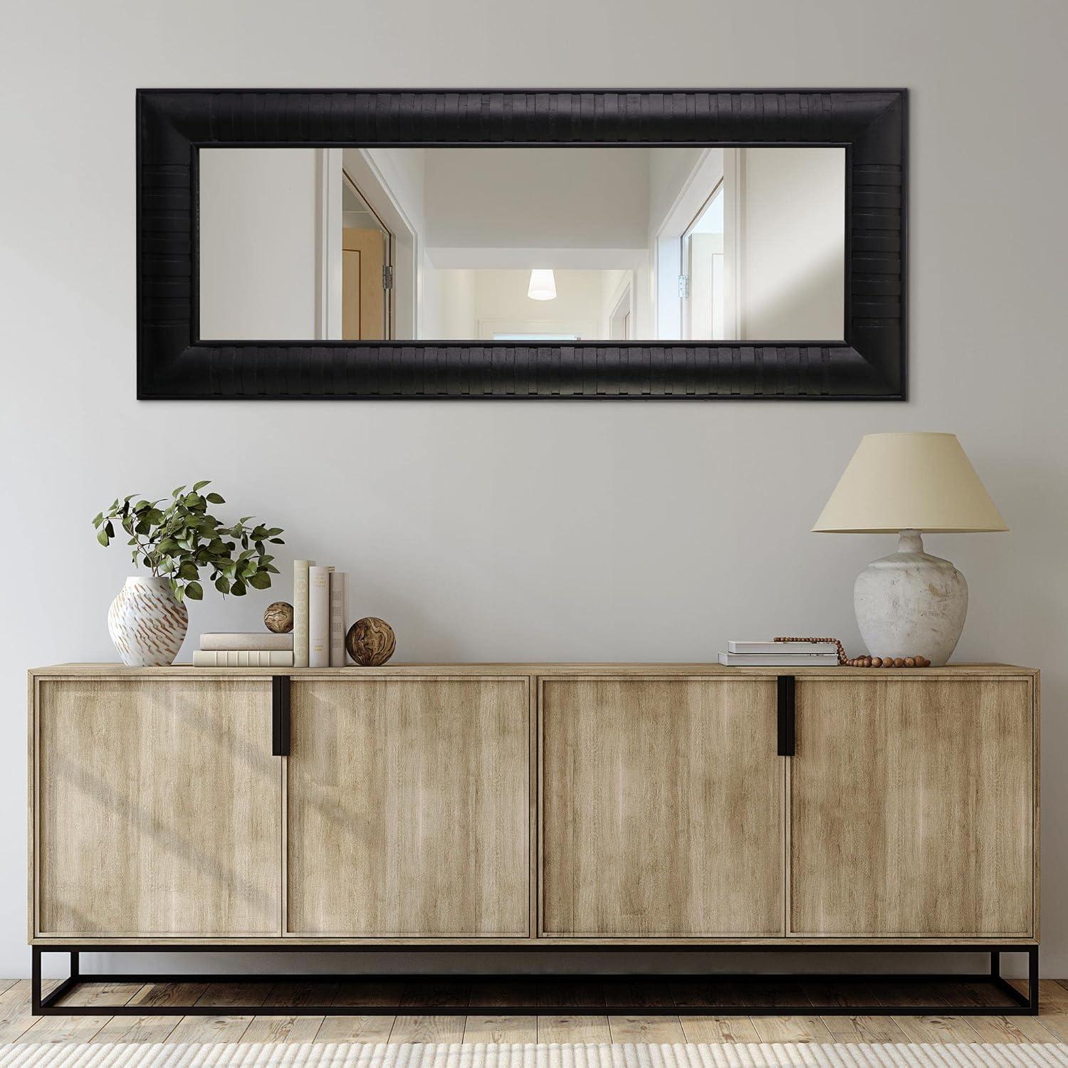 Black Wood Framed Full Length Leaner Mirror - 24" x 58"