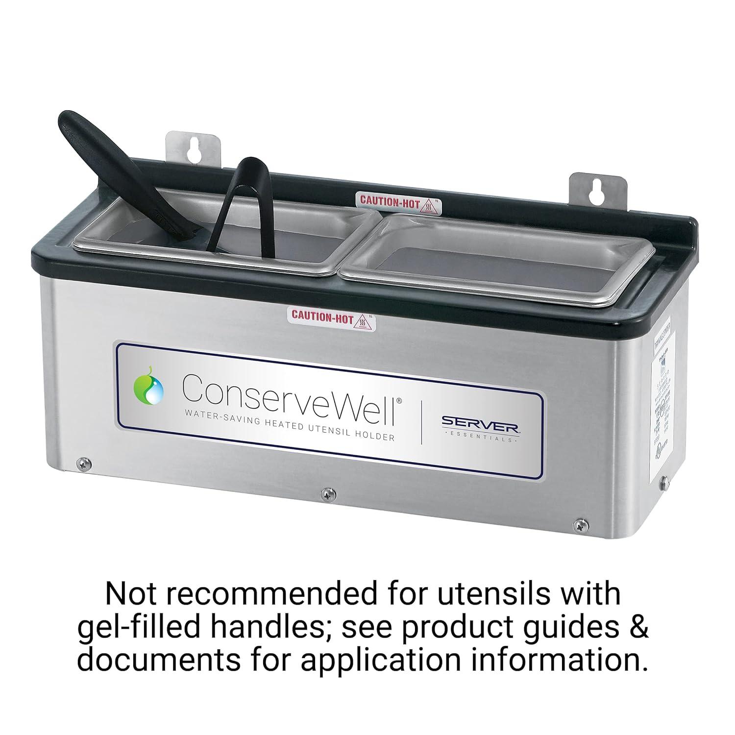 Stainless Steel Heated Utensil Holder with Dual Compartments