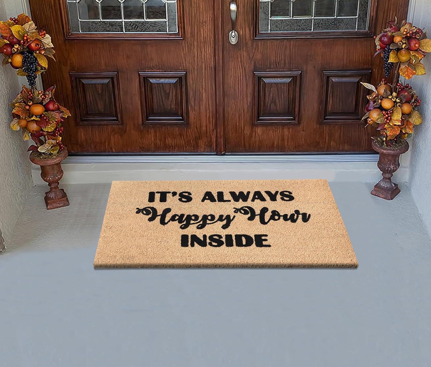 A1HC Natural Coir Flocked Doormat with Heavy Duty Non-Slip PVC Backing Easy to Clean, Fade Resistant, Pet Friendly Outdoor Welcome Mat, Low-Profile Durable Doormat 24"X36"