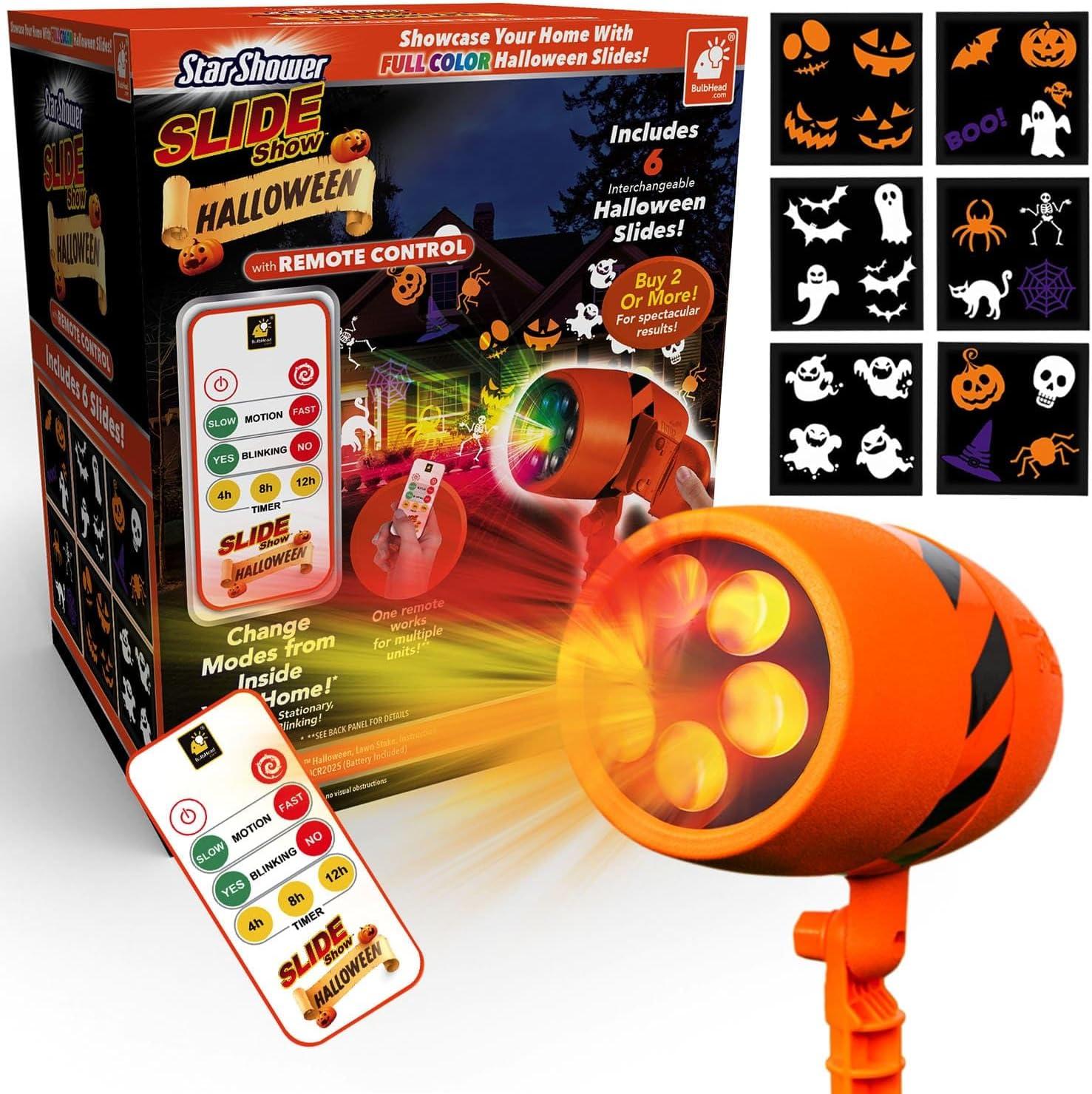 Orange Halloween LED Projector with Remote and Slides