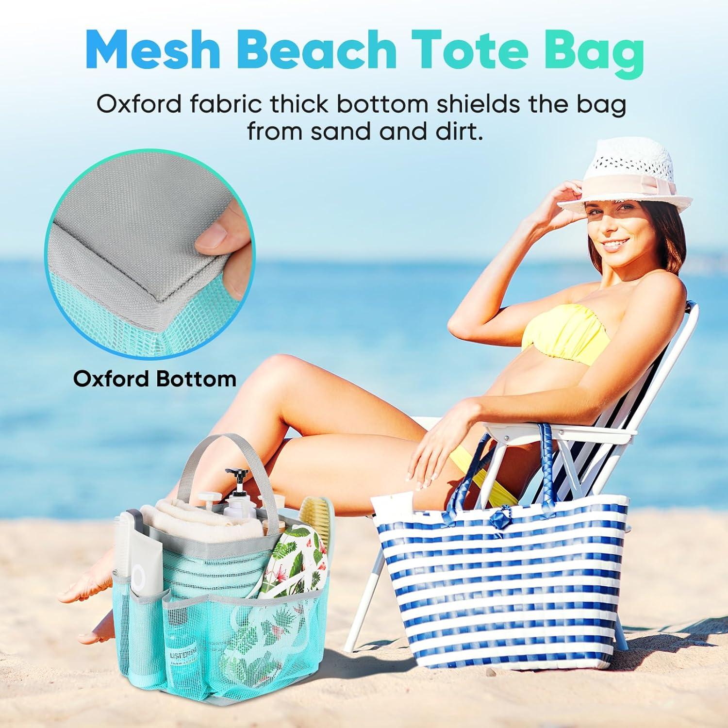 Mesh Shower Caddy Portable, 8-Pocket Large Capacity, Quick Dry, Easy Clean, for Beach, Swimming, Gym, Travel