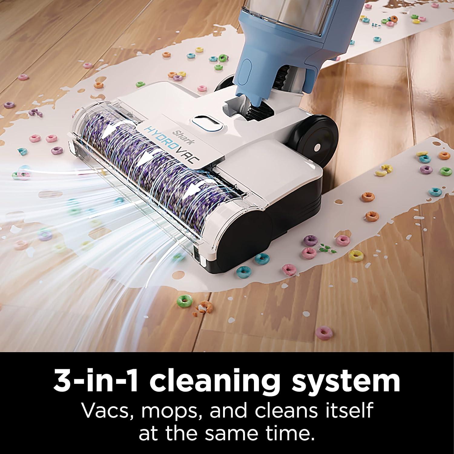 Blue Cordless Stick Vacuum with Self-Cleaning System