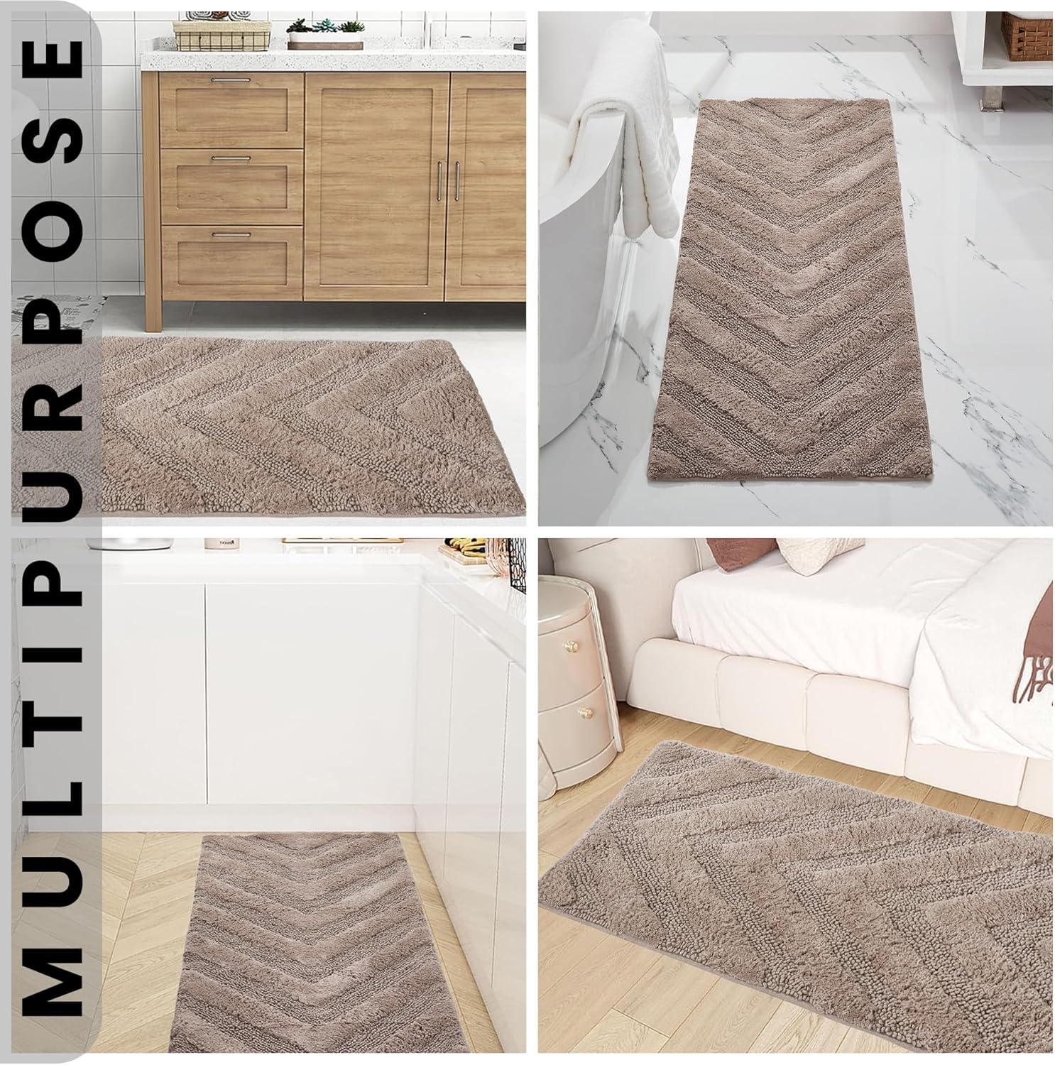 Better Trends Hugo 100% Cotton Tufted Non-Slip Backing Bath Rug 20" x 60" Runner - Beige