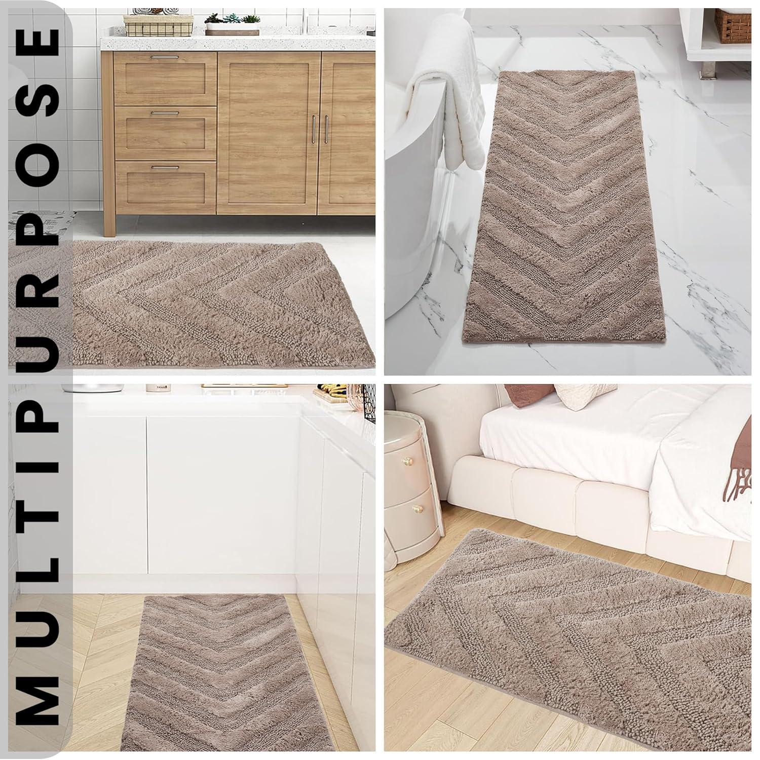 Better Trends Hugo 100% Cotton Tufted Non-Slip Backing Bath Rug 20" x 60" Runner - Beige