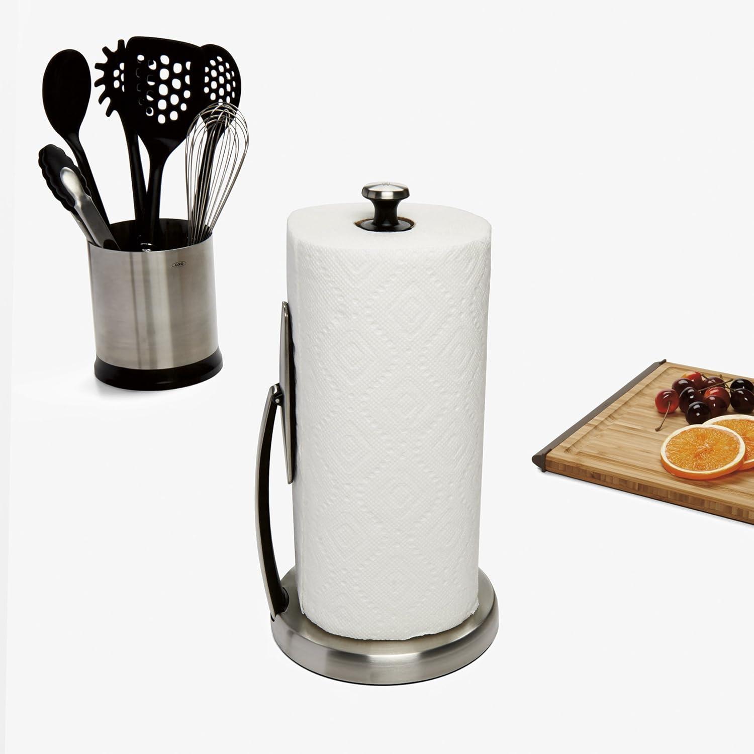 Stainless Steel and Black Freestanding Paper Towel Holder