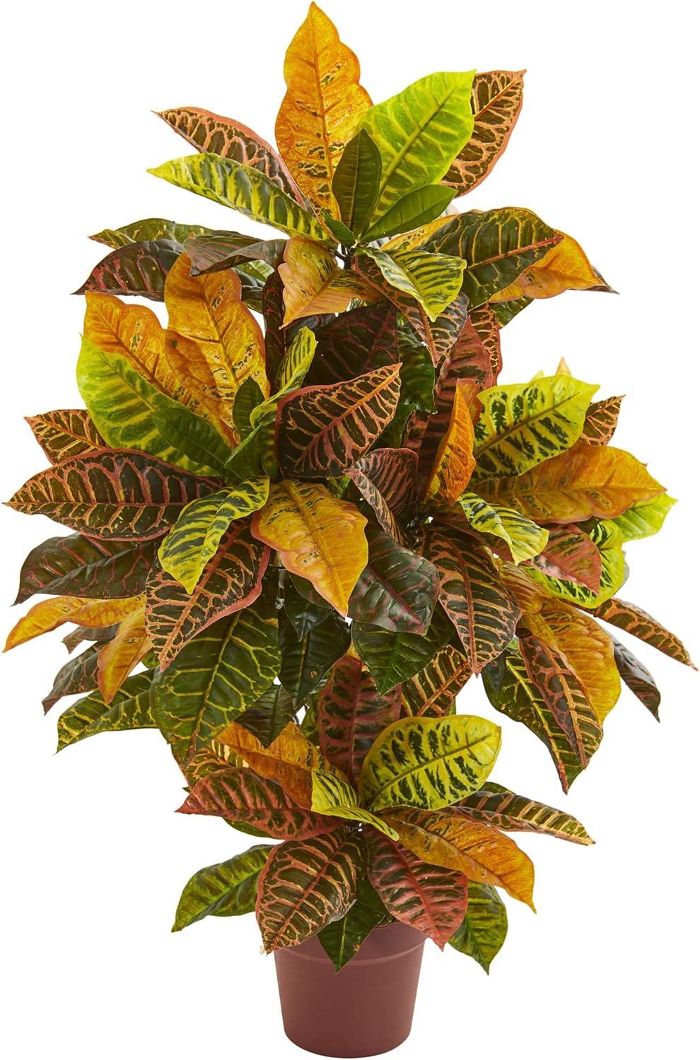 Nearly Natural 39-in Croton Artificial Plant (Real Touch)