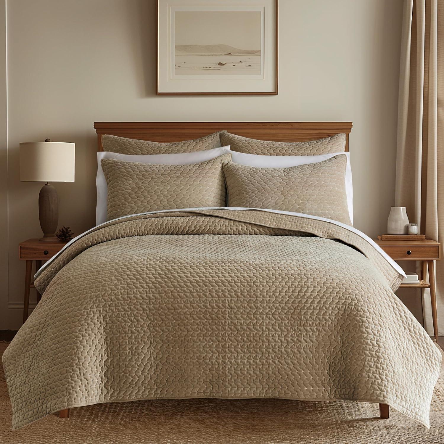 Velvet Stitch Taupe with White Euro Sham Set of 2 - Levtex Home