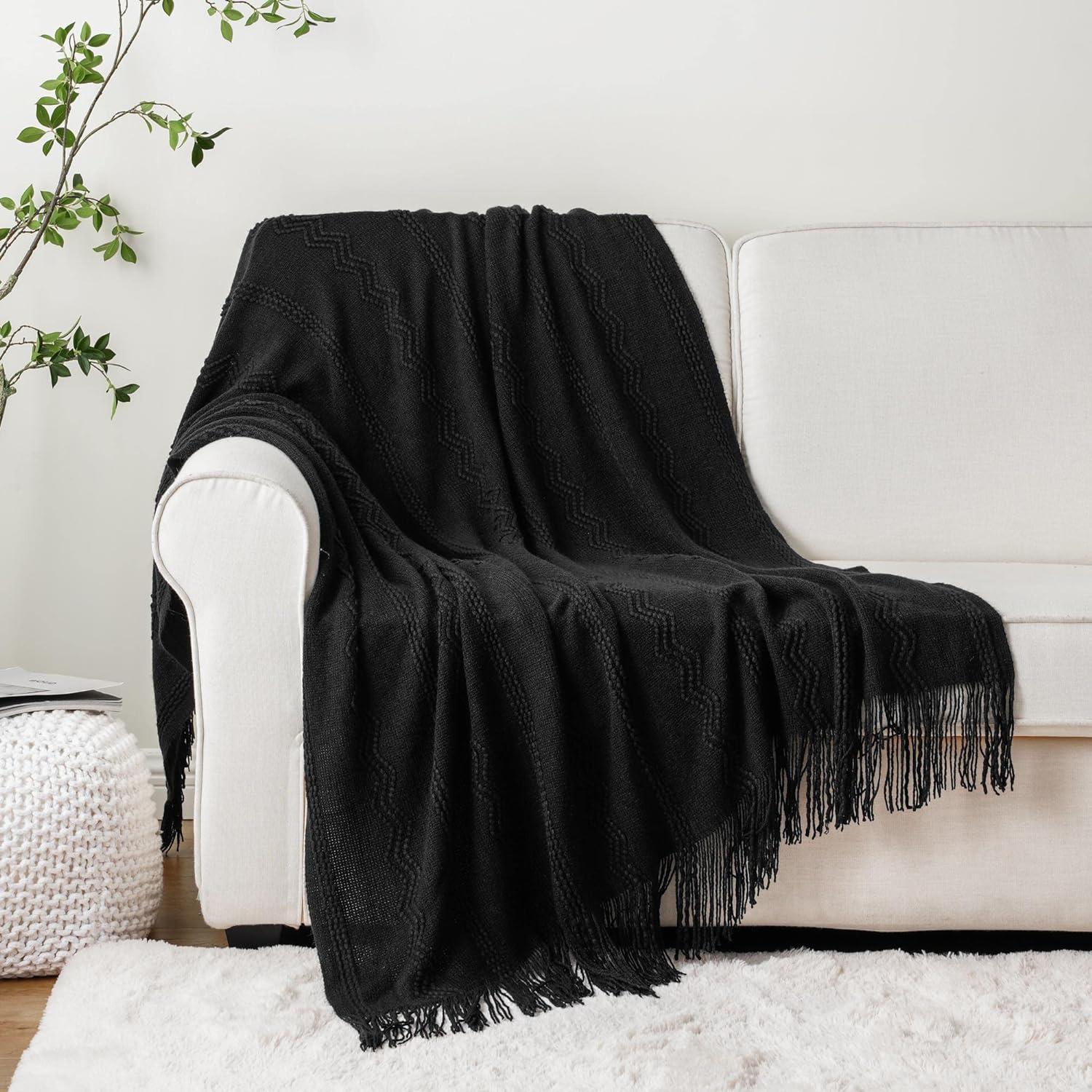 Battilo Home Throw Blanket for Couch, Textured Soft Throw Blankets, Decorative Knitted Blanket for Home Living Room Decor, 50"x60" | Wayfair