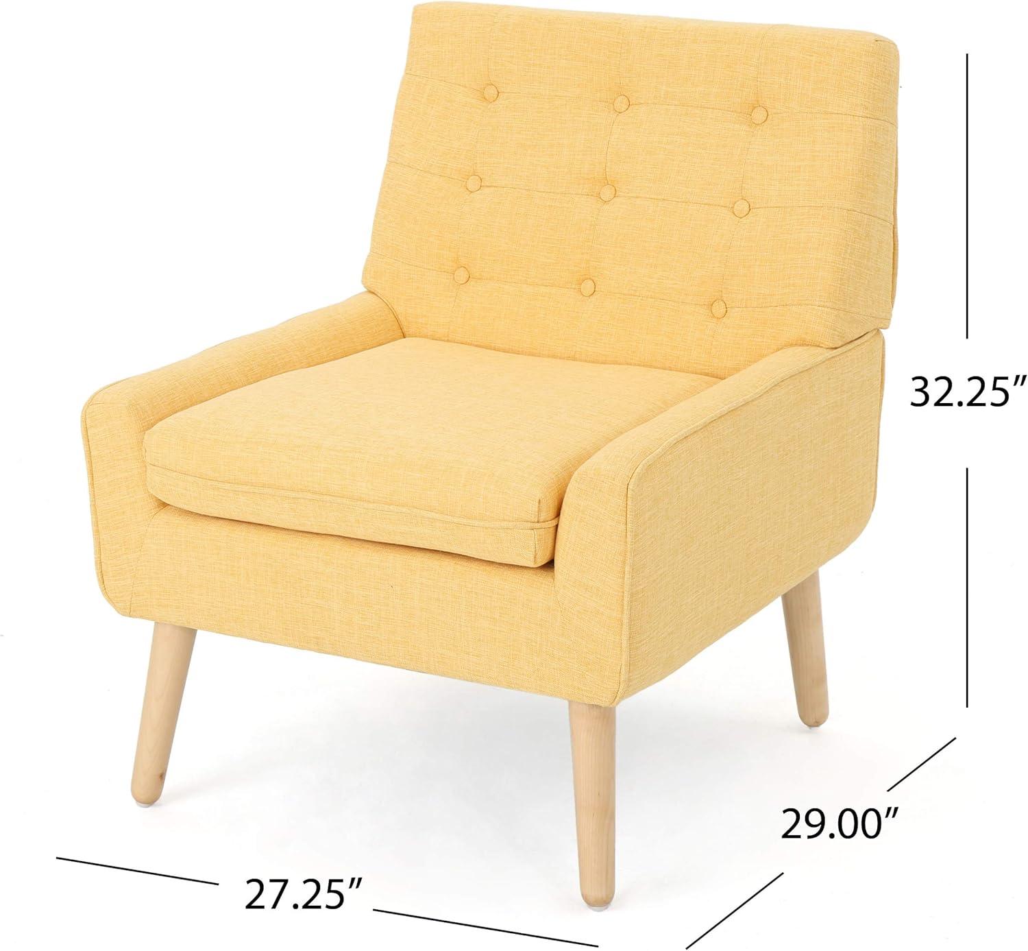 Christopher Knight Home Eilidh Mid Century Tufted Accent Chair Muted Yellow: Polyester Upholstery, Hardwood Frame