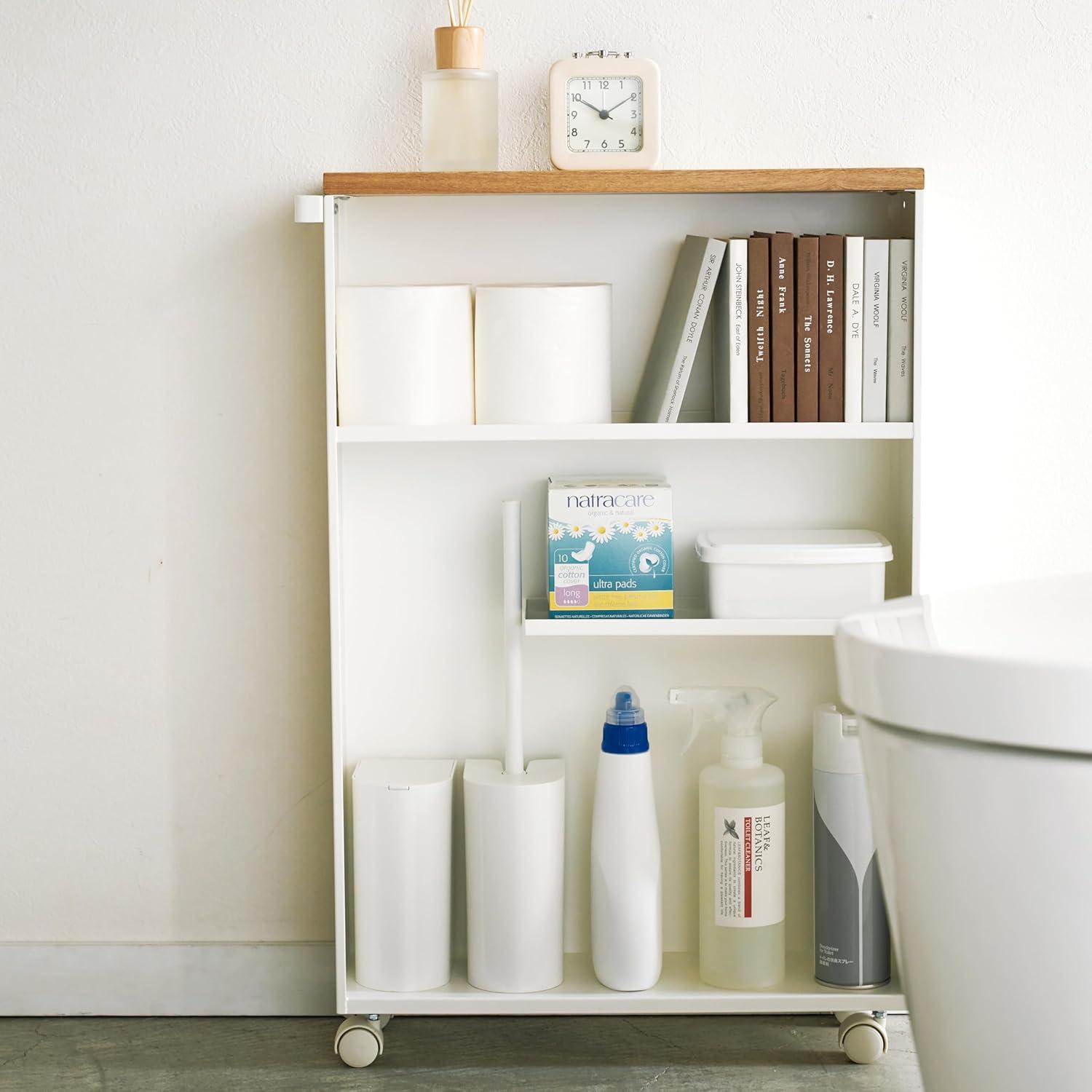 Yamazaki White Rolling Bathroom Cart