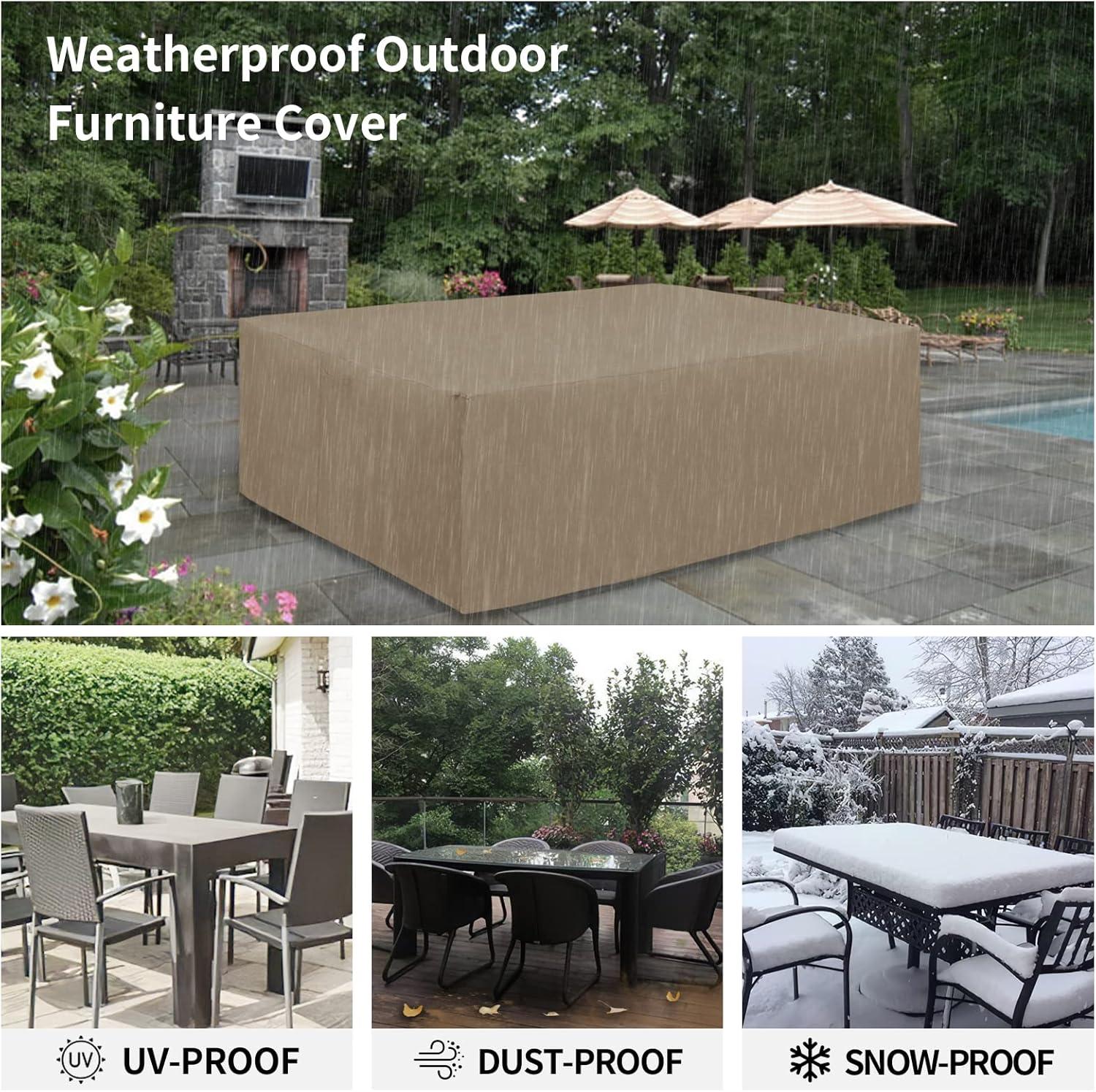 Heavy Duty Patio Furniture Cover, Outdoor Rectangular Table And Chair Set Cover, Waterproof Outdoor Sectional Set Cover (110"L X 84"W X 28"H)