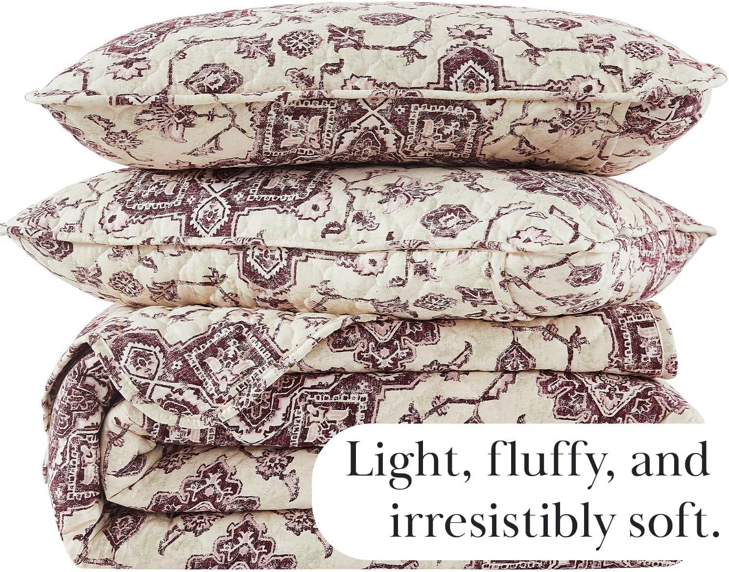 Southshore Fine Living Oversized Persia Lightweight 3-Piece Quilt Set Eggplant Full / Queen