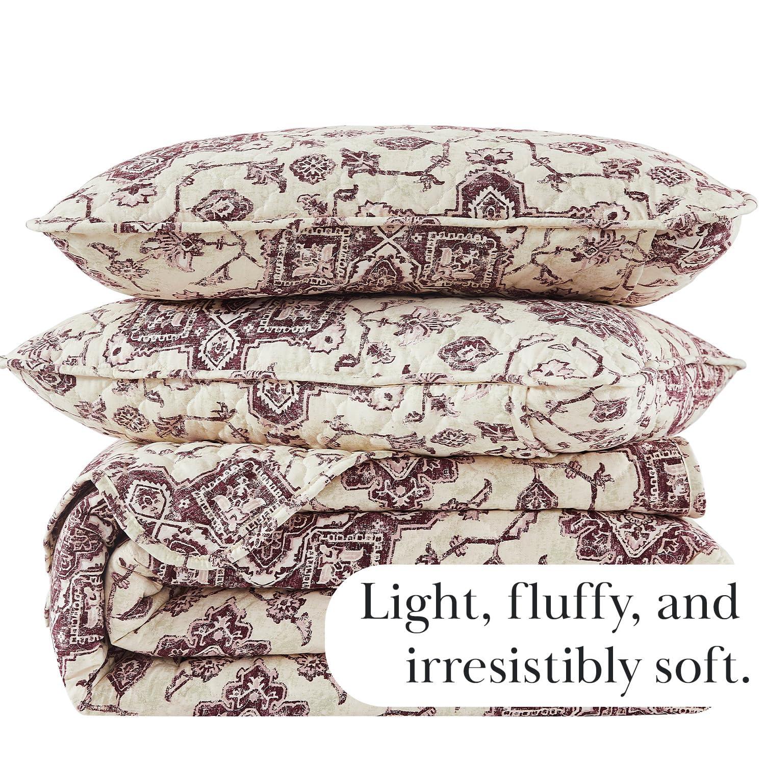 Southshore Fine Living Oversized Persia Lightweight 3-Piece Quilt Set Eggplant Full / Queen