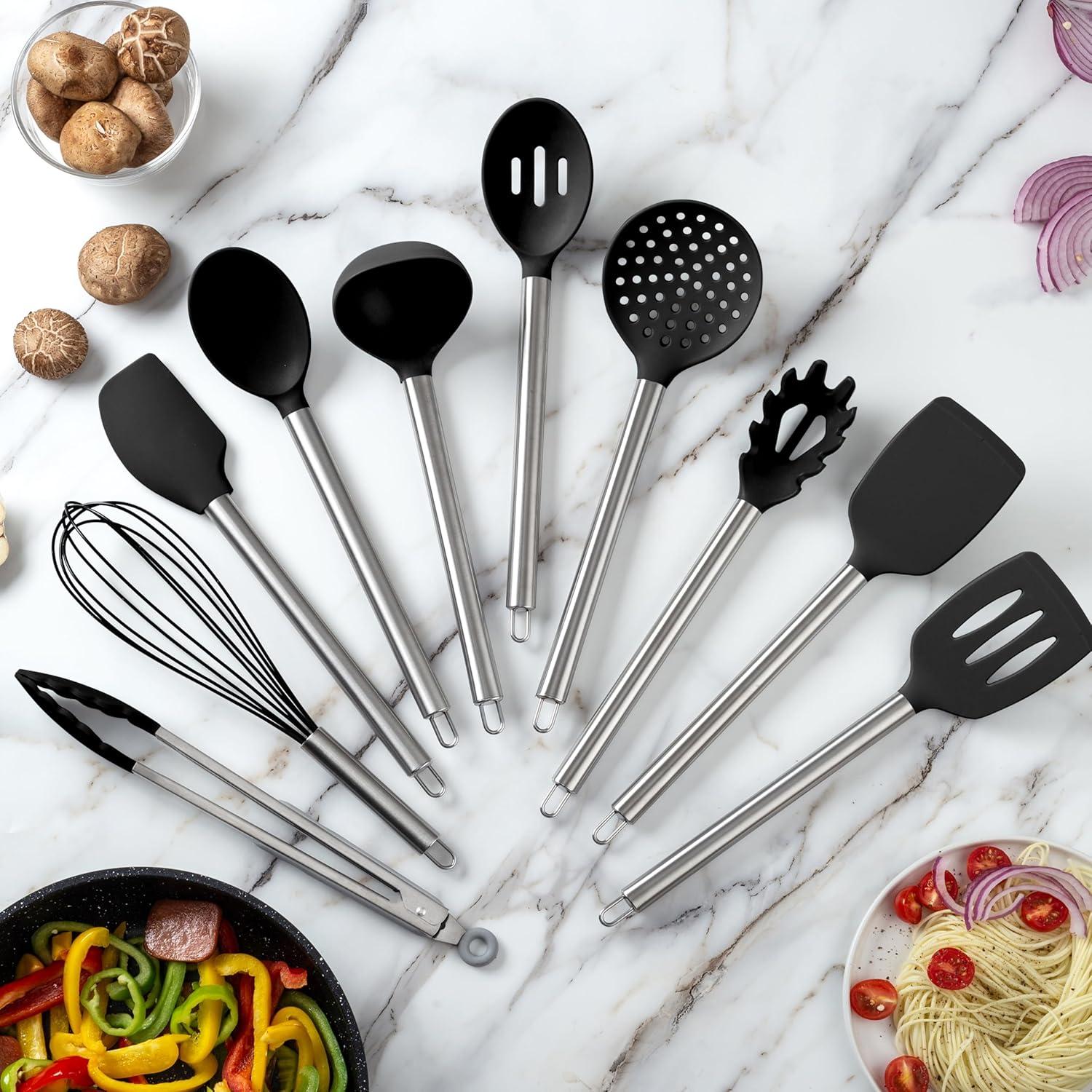 COOK WITH COLOR 10-Pc Cooking Utensils Set Kitchen Gadgets & Essentials, Mint