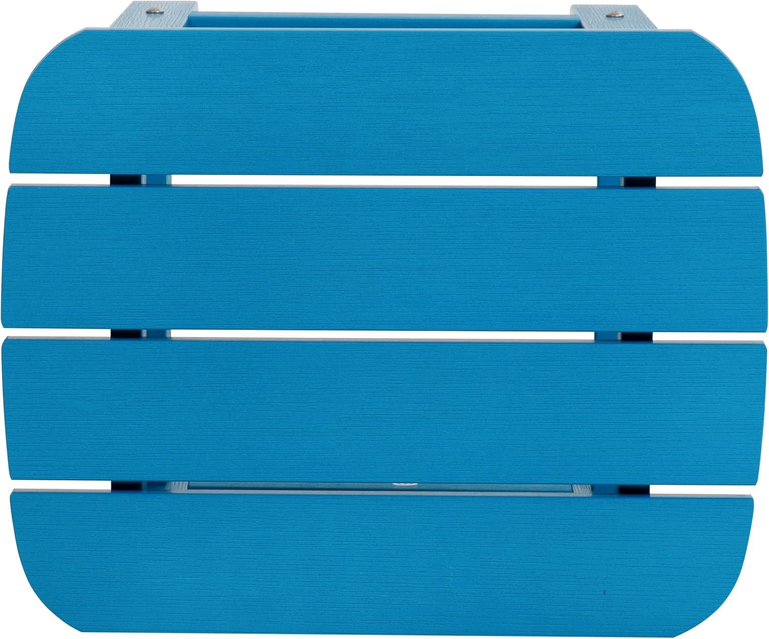 Flash Furniture Charlestown All-Weather Poly Resin Wood Adirondack Side Table in Blue