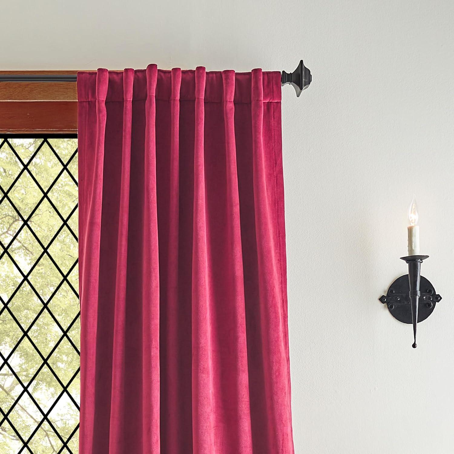 Lucca Velvet Solid Max Blackout Rod Pocket Curtain Panels Linen