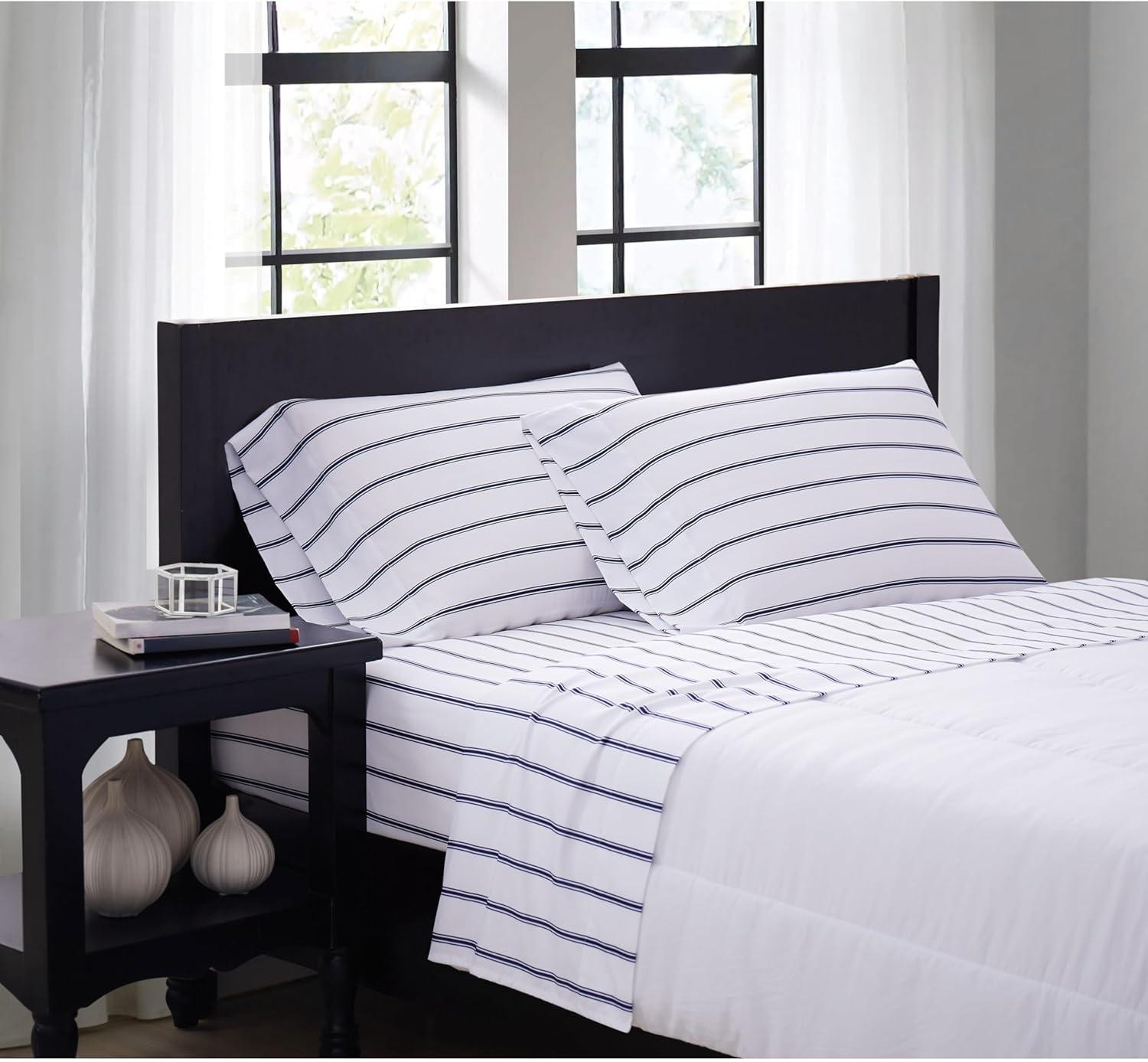 Full Ticking Stripe Sheet Set Navy - Truly Soft