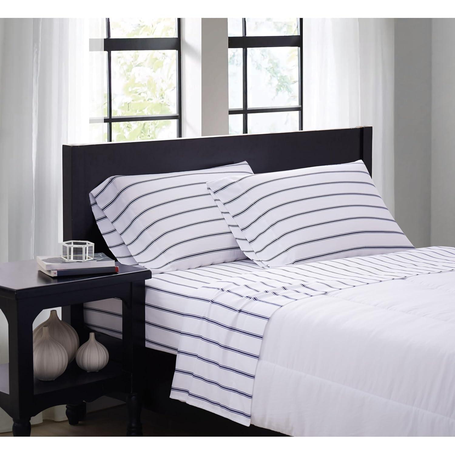 Full Ticking Stripe Sheet Set Navy - Truly Soft