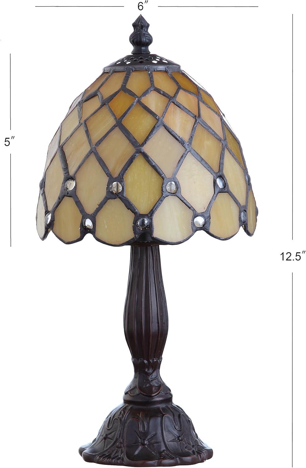 Elegant Tiffany-Style 12.5" Bronze Stained Glass LED Table Lamp