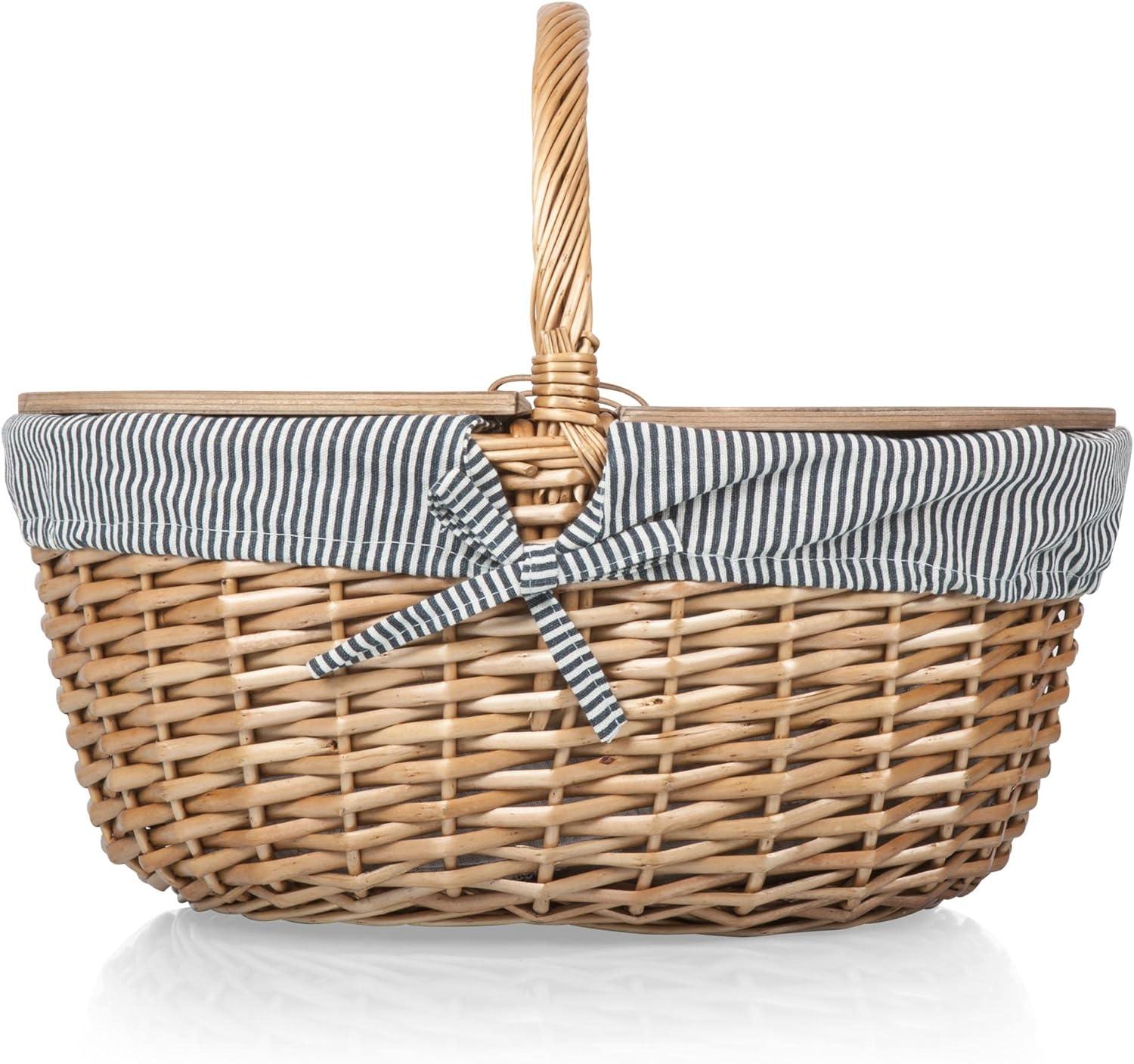 Country Vintage Wicker Picnic Basket for 2