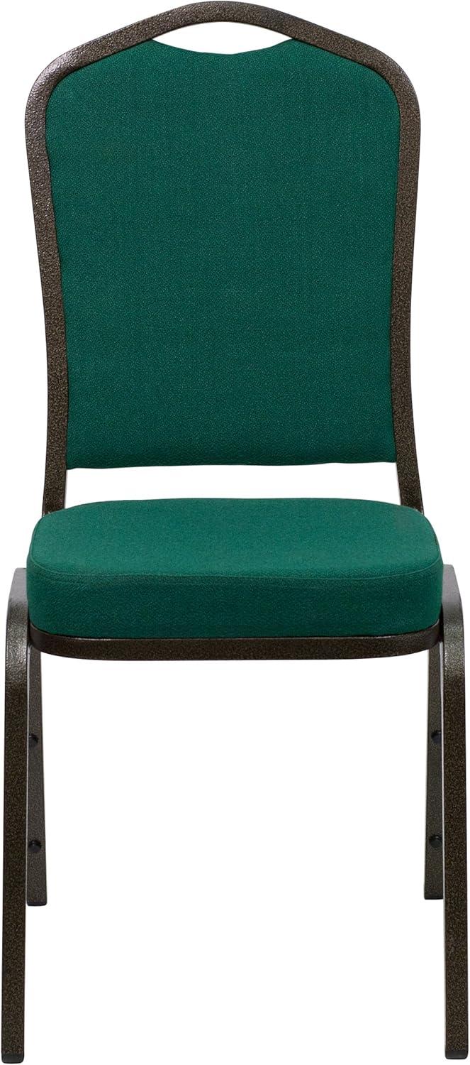 Flash Furniture HERCULES Series Crown Back Stacking Banquet Chair in Green Fabric - Gold Vein Frame