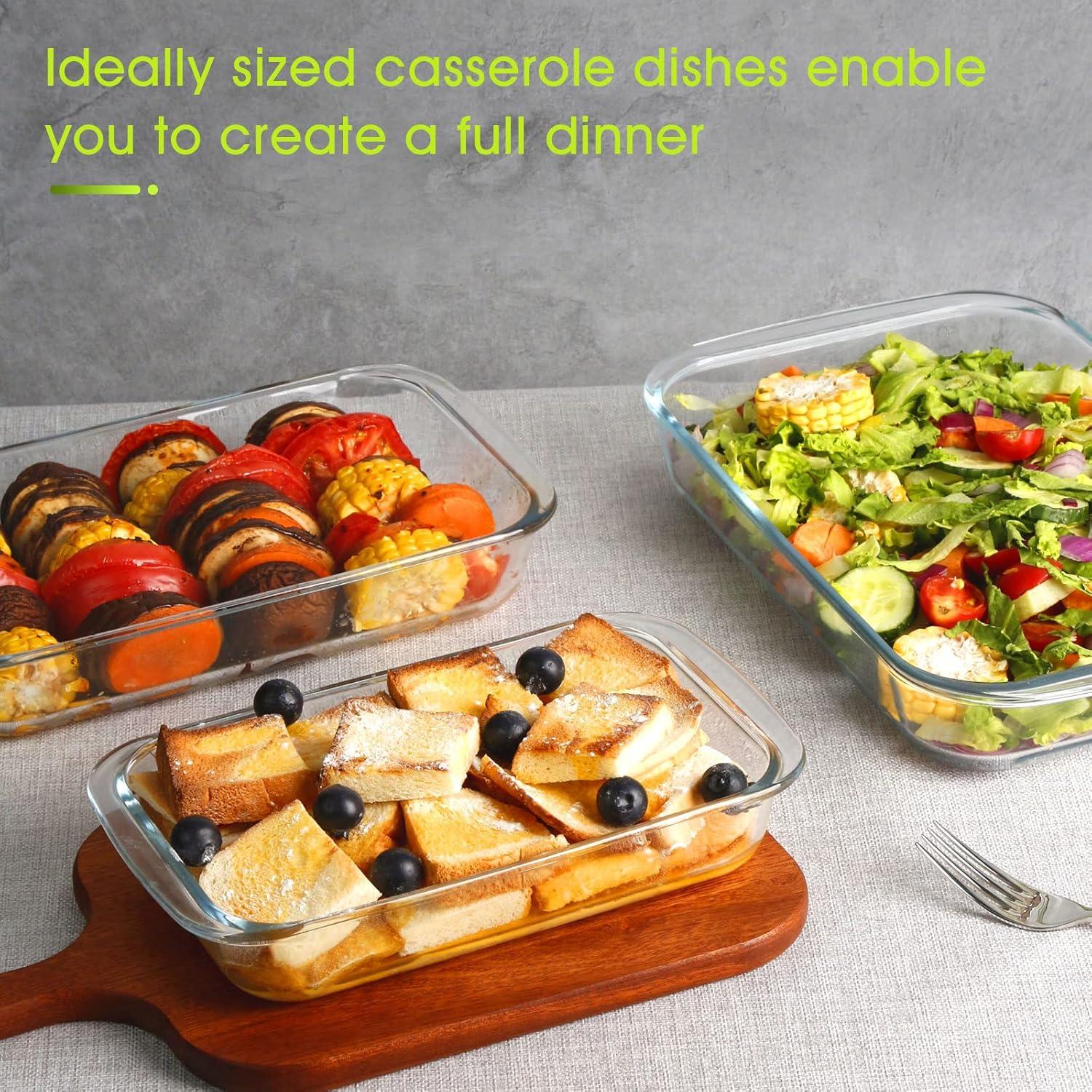 Mini-1 Quart Glass Baking Dish for Oven, 2 Pcs Single Serving Glass Pan for Cooking Oblong Casserole Dish Rectangular Baking Pan Glass Bakeware