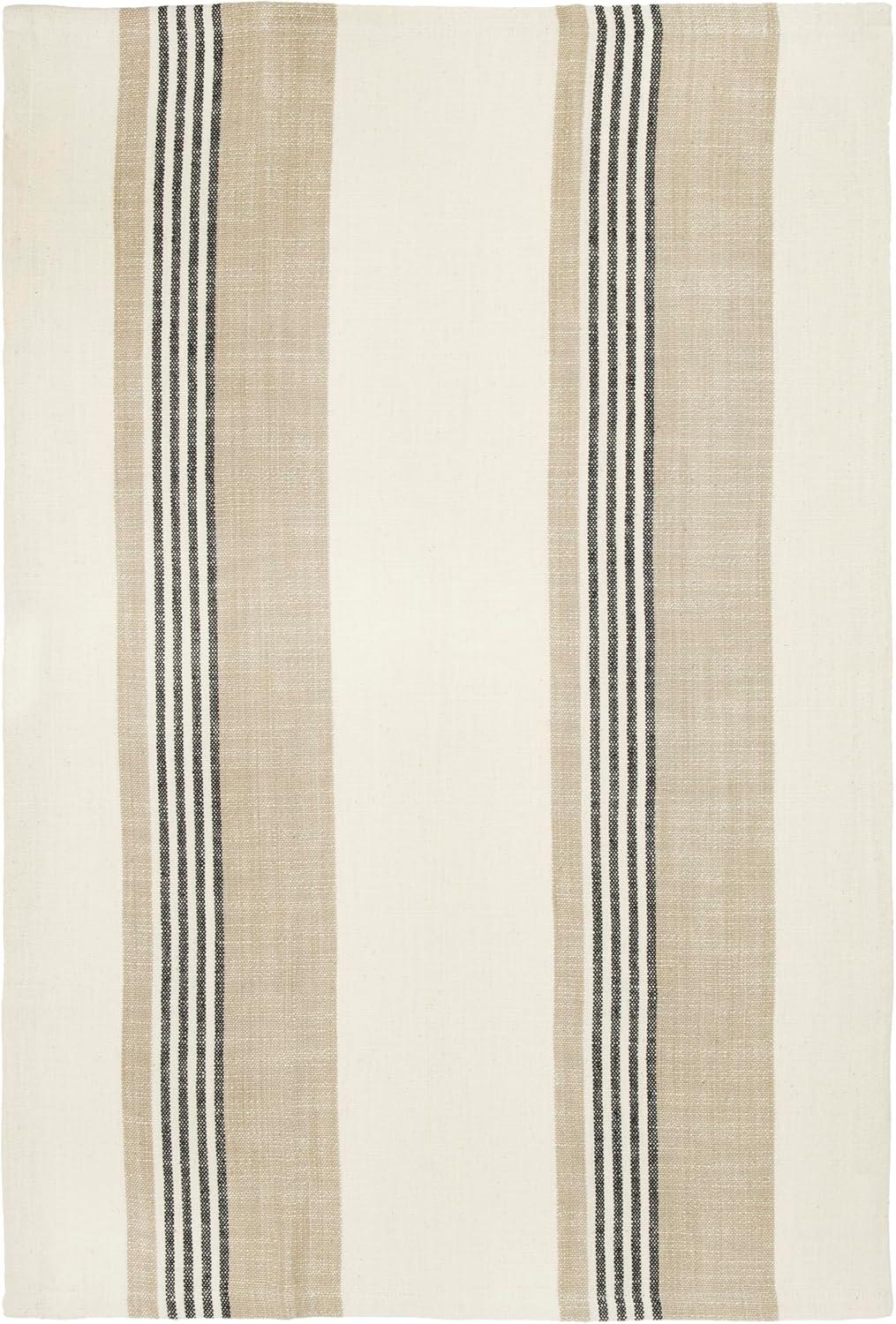 Creative Co-Op Tan & Grey Striped Cotton Tea Towels (Set of 3 Pieces)