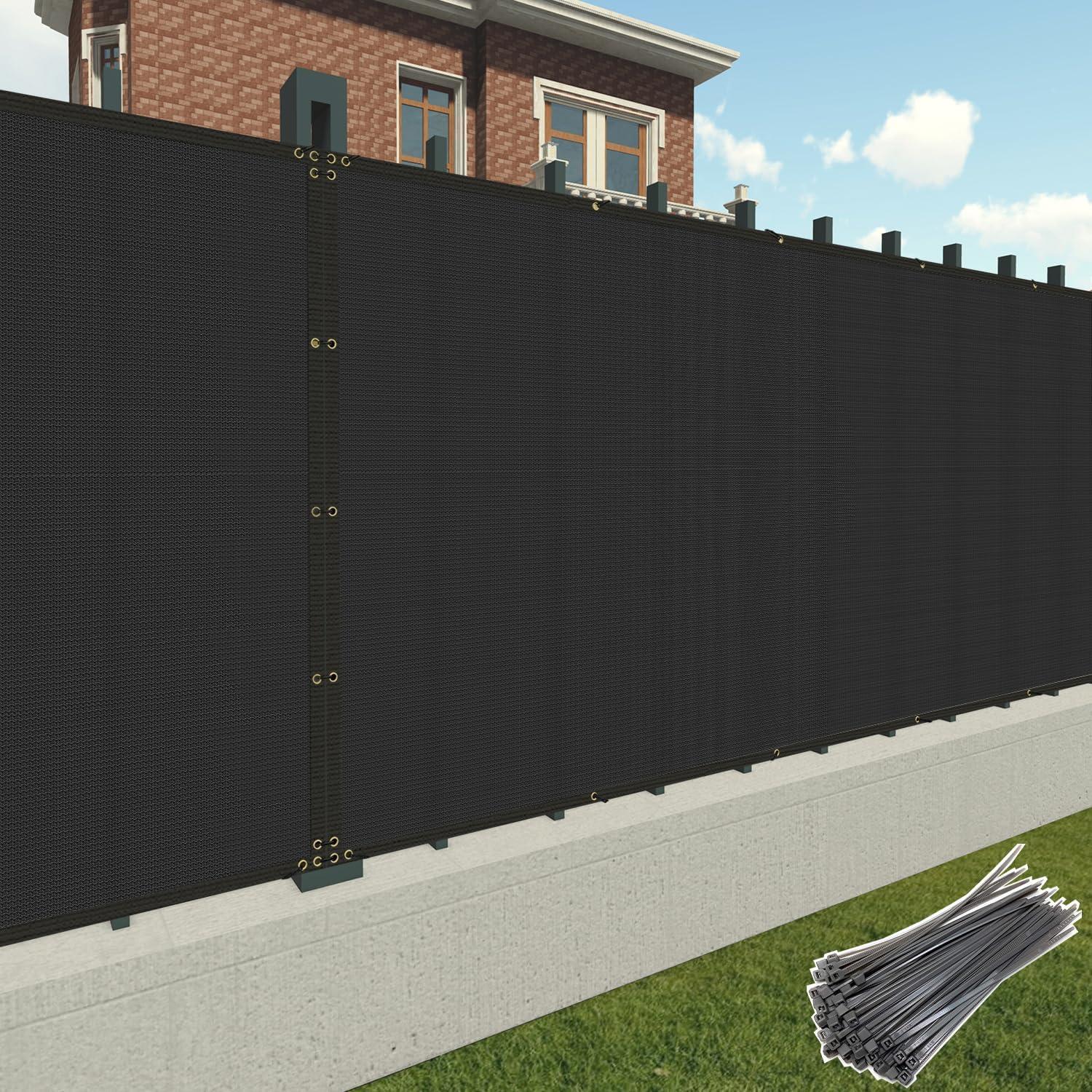 ShadeMart 6' x 12' Black Fence Privacy Screen Windscreen Cover Shade Fabric Cloth, 90% Visibility Blockage, with Grommets, Heavy Duty Commercial Grade, Zip Ties Included - (We Make Custom Size)