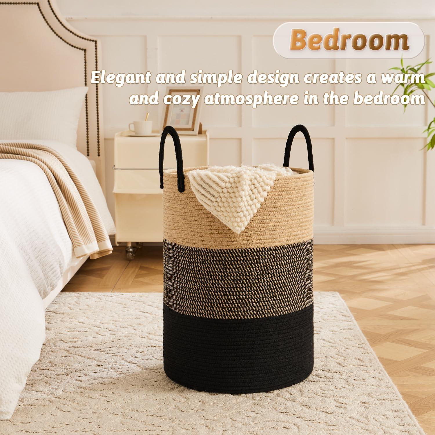 Beachcrest Home™ 60L Cotton Rope Woven Laundry Basket, Multifunctional Storage Sorter For Dirty Clothes In Bathroom And Living Room