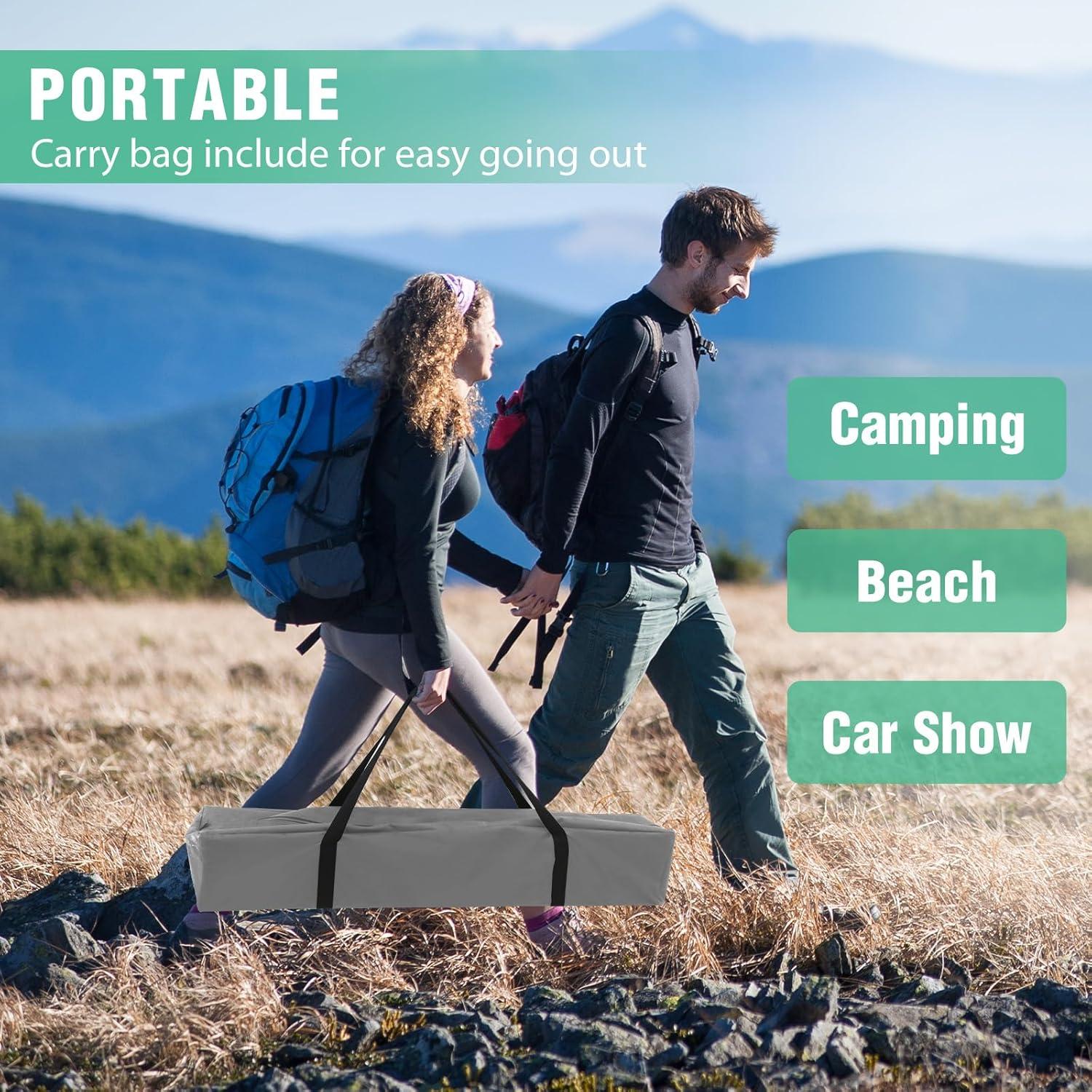 INTER HUT 5 Ft. W x 5 Ft. D Outdoor Pop Up Steel Canopy Portable Tent with 1 Sidewall