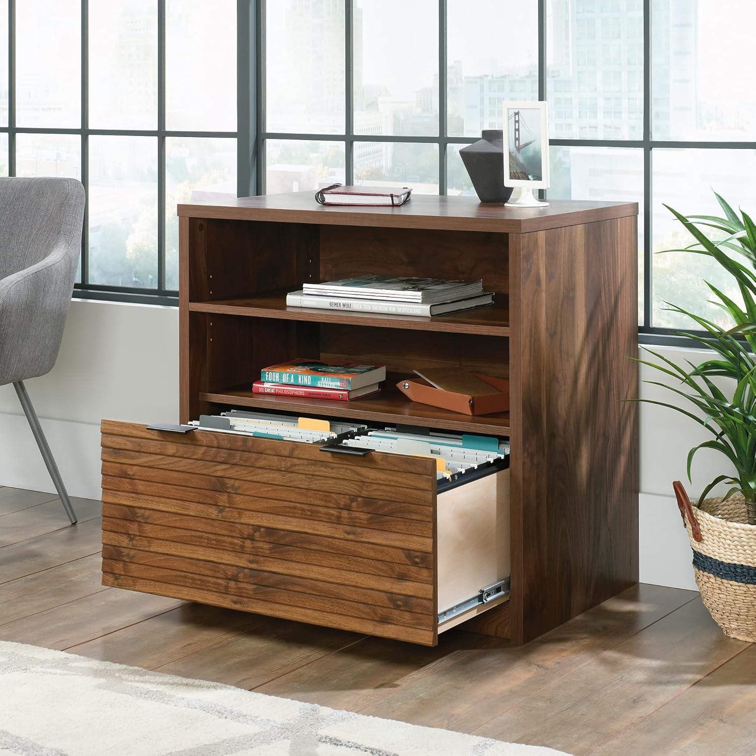 Grand Walnut 4-Drawer Lockable Lateral Filing Cabinet