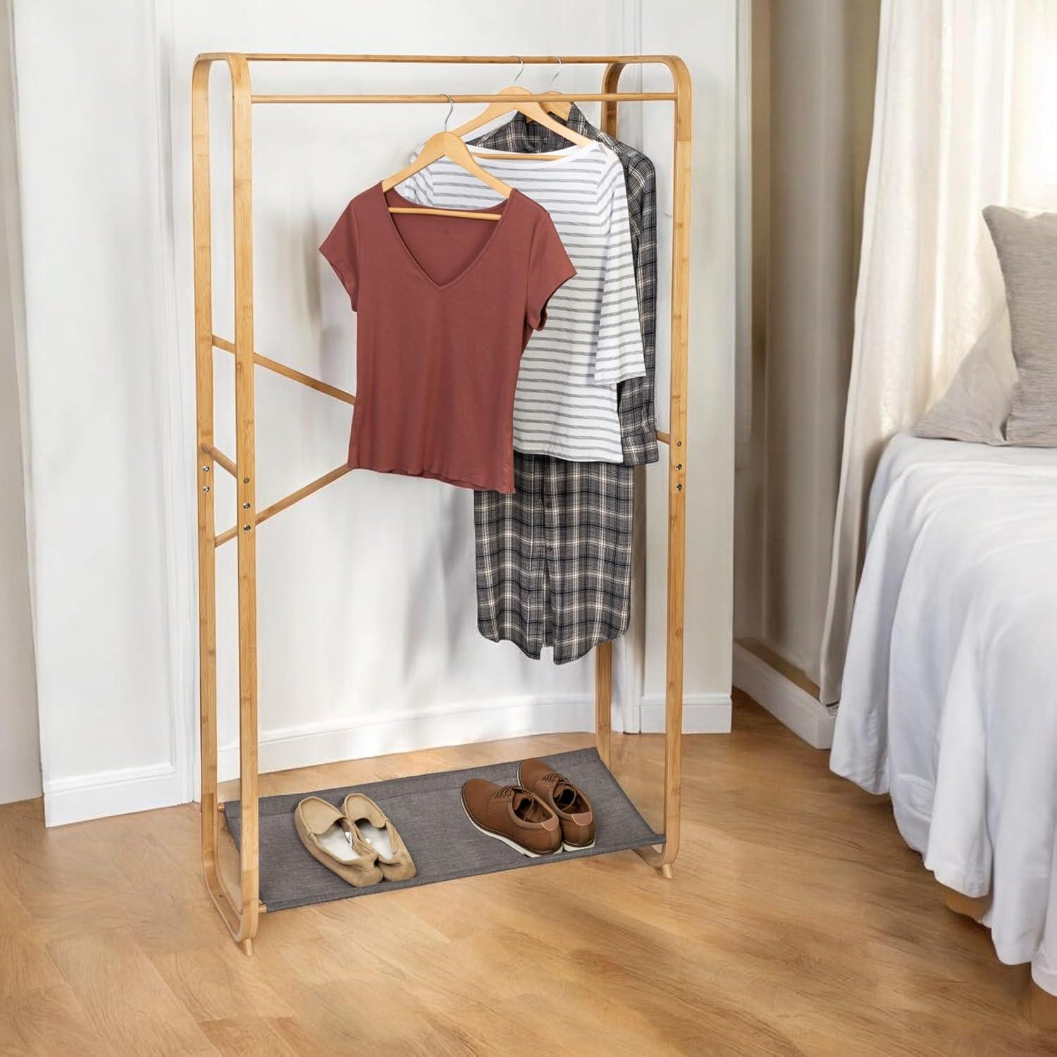 Honey-Can-Do Bamboo and Canvas Garment Rack