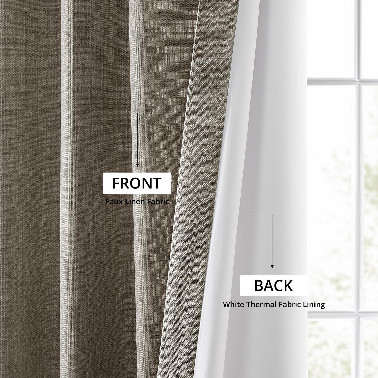 HPD Half Price Drapes Taupe Grey Italian Faux Linen Room Darkening Curtains with Rod Pocket - 1 Panel - Window Curtains for Living Room & Curtains for Bedroom, 50W X 84L
