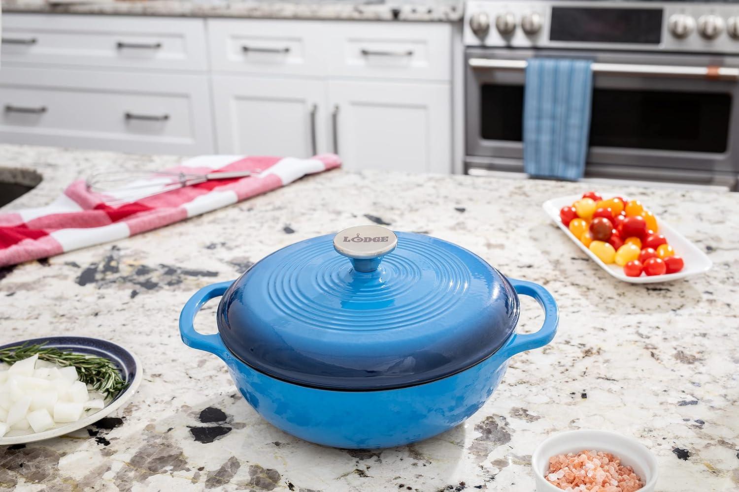 Lodge Cast Iron 3 Quart Enameled Dutch Oven Blue