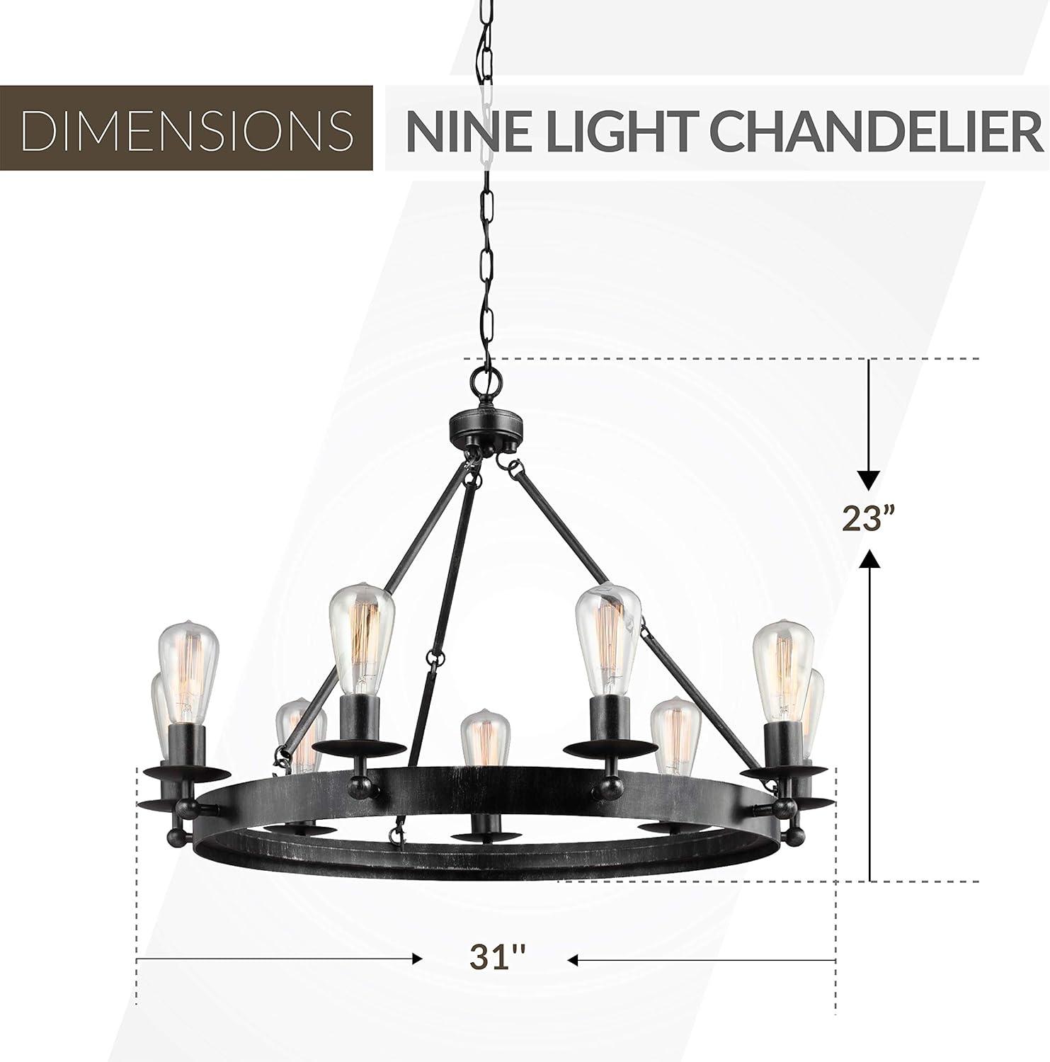 Ravenwood Manor 9-Light Chandelier in Stardust Black Finish