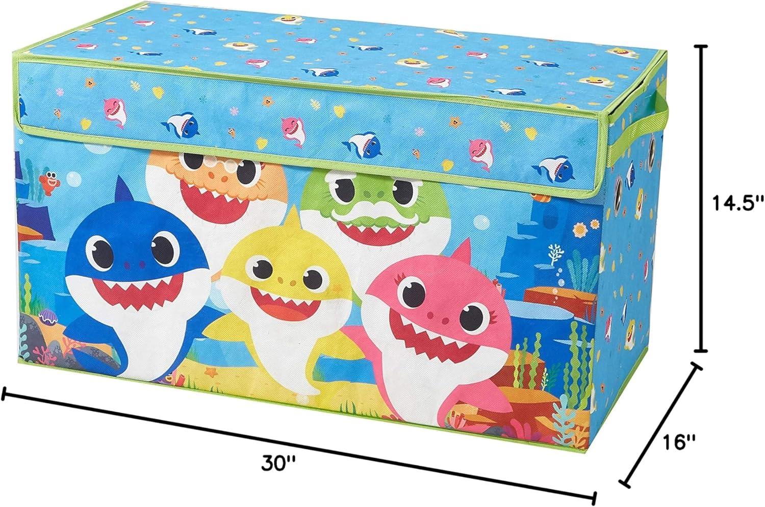 Baby Shark Blue Polyester Canvas Collapsible Toy Storage Trunk