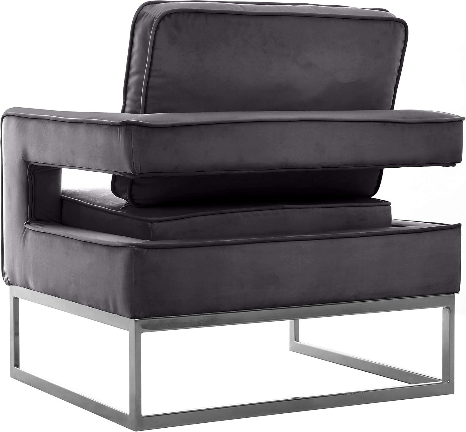 Noah 29'' Gray Velvet and Chrome Metal Accent Chair