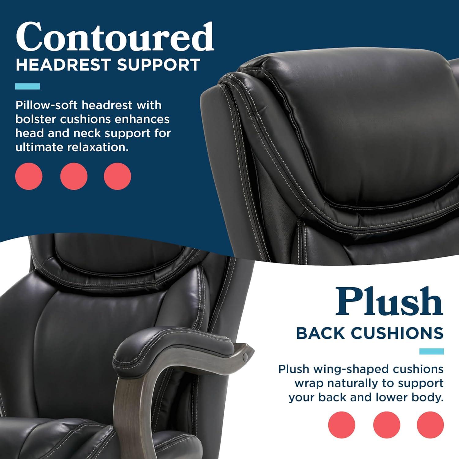 La-Z-Boy La-Z-Boy Harnett Big and Tall Executive Office Chair, Ergonomic High-Back Chair with Solid Wood Arms, ComfortCore with Memory Foam Cushions, Bonded Leather