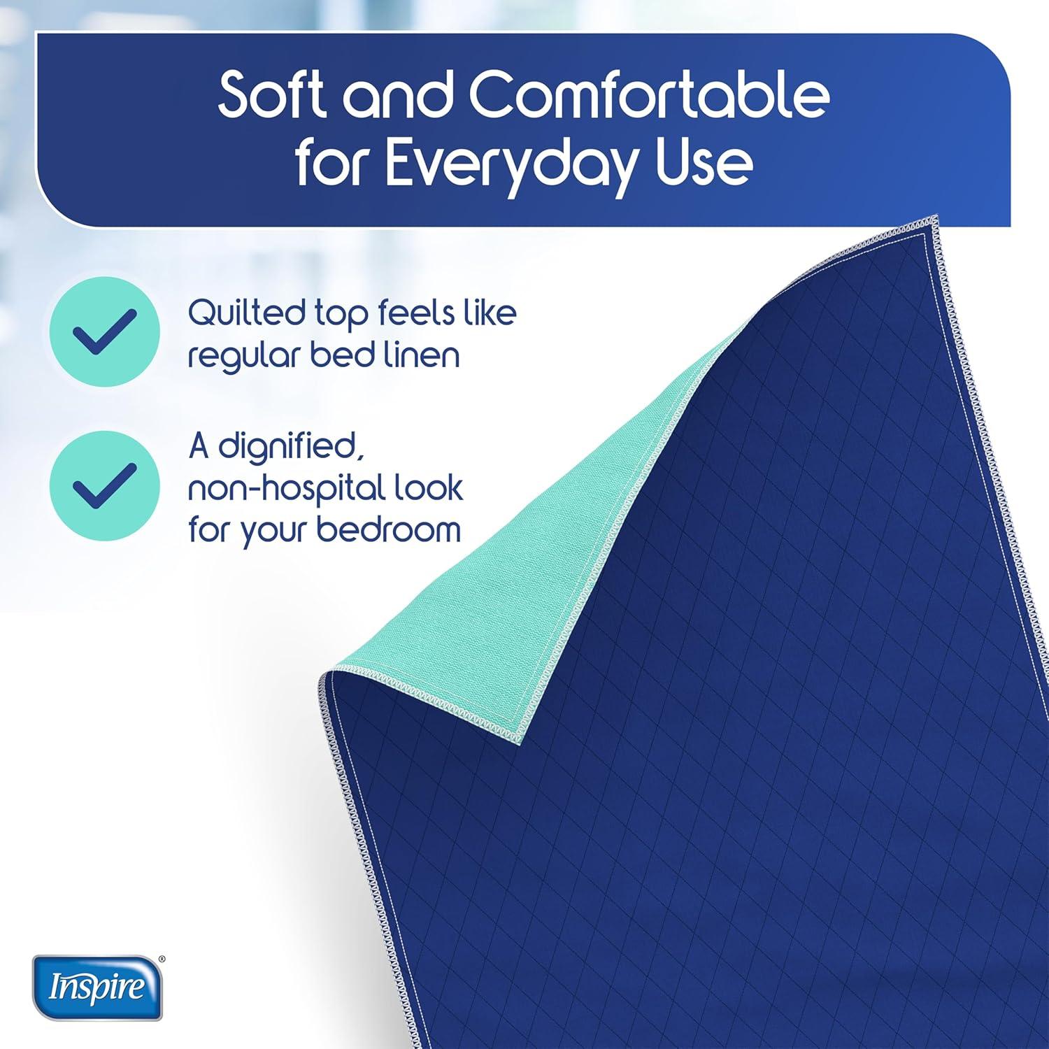 Inspire Waterproof Mattress Protector, Dark Colored to Hide Stains, Extra Large 34 x 54 – Quilted, Bed Pad for Incontinence Washable 2 Pack