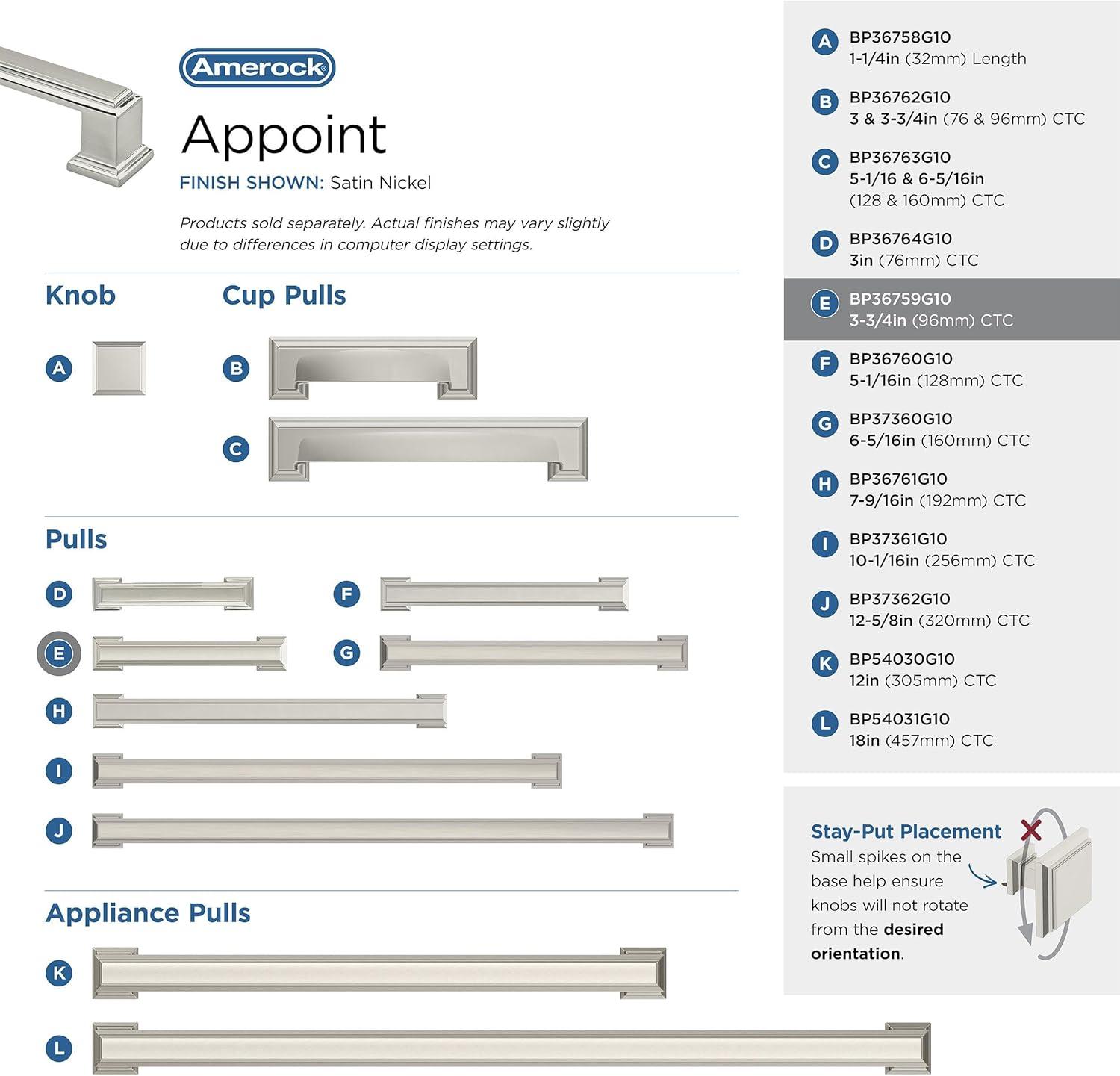 Appoint 3 3/4" Center To Center Bar Pull