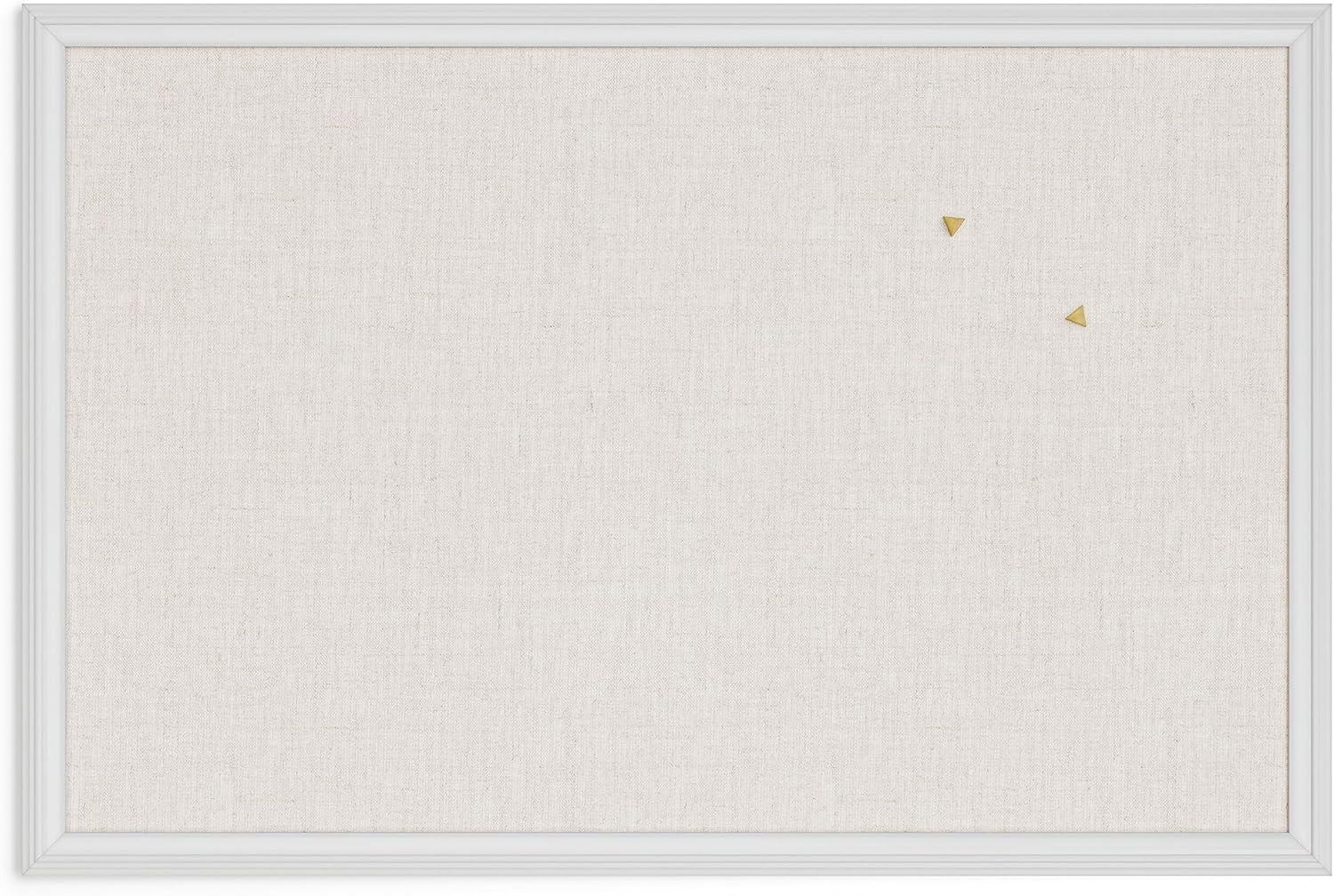 White Wood Frame Linen Covered Corkboard, 30" x 20"