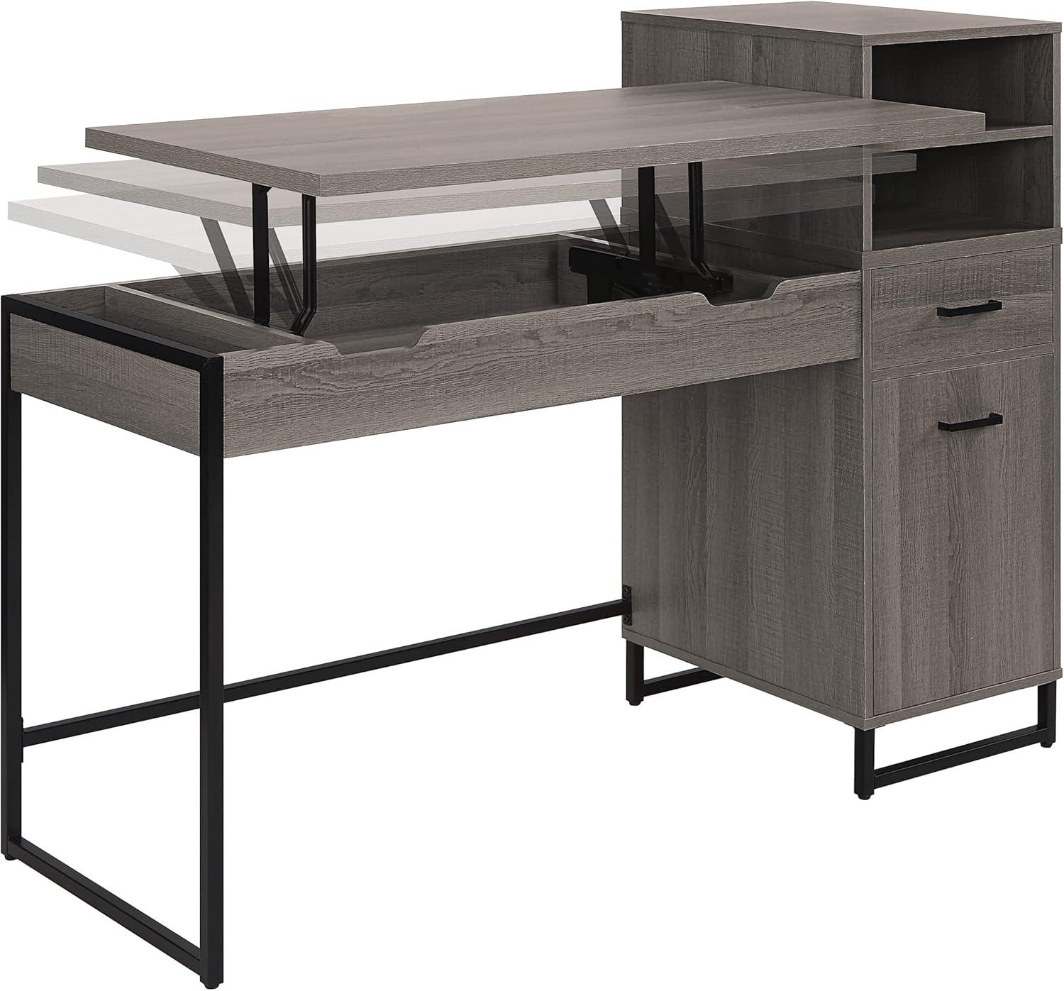 Hagney Lane Worksmart Sit-To-Stand Desk in Farm Oak Engineered Wood