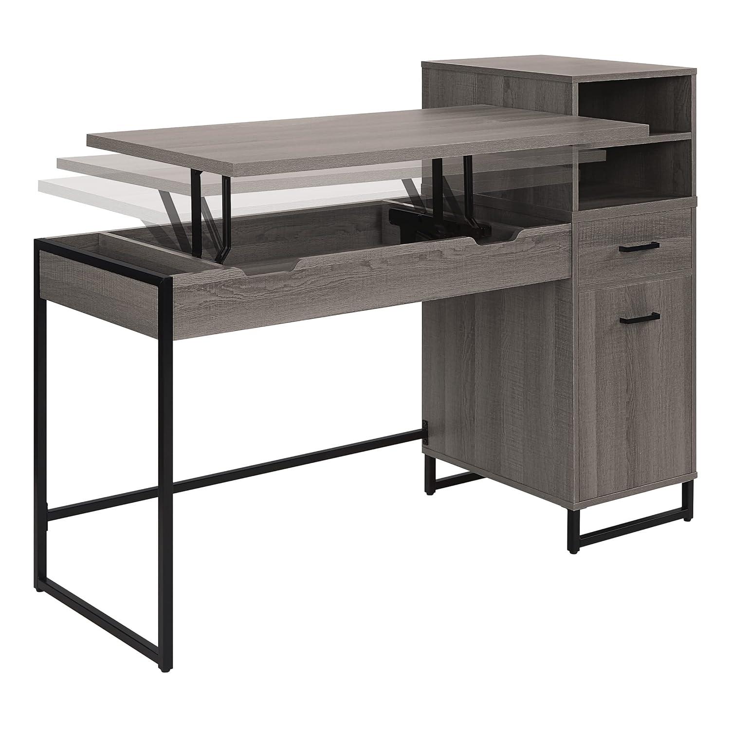 Hagney Lane Worksmart Sit-To-Stand Desk in Farm Oak Engineered Wood