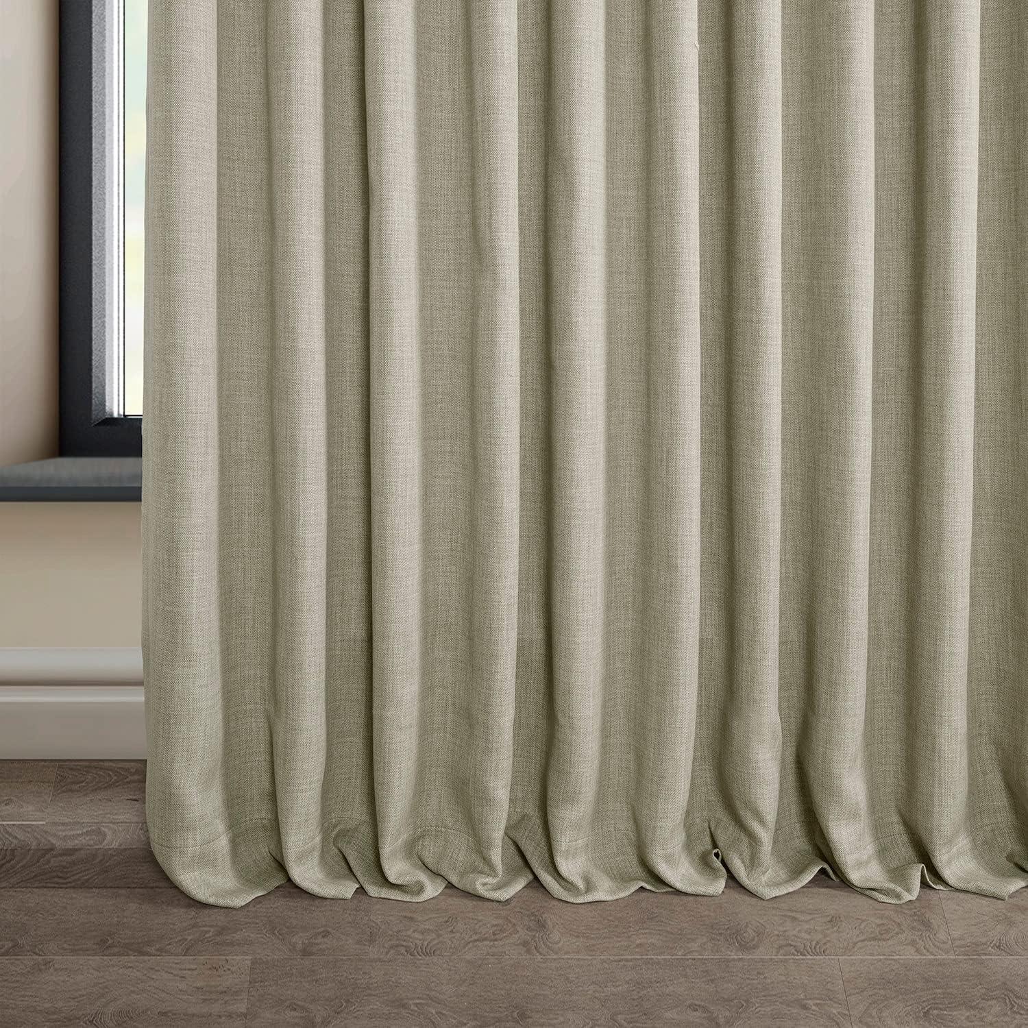 Oatmeal Faux Linen Extra Wide Room Darkening Curtain (1 Panel), Oatmeal, 100W X 108L