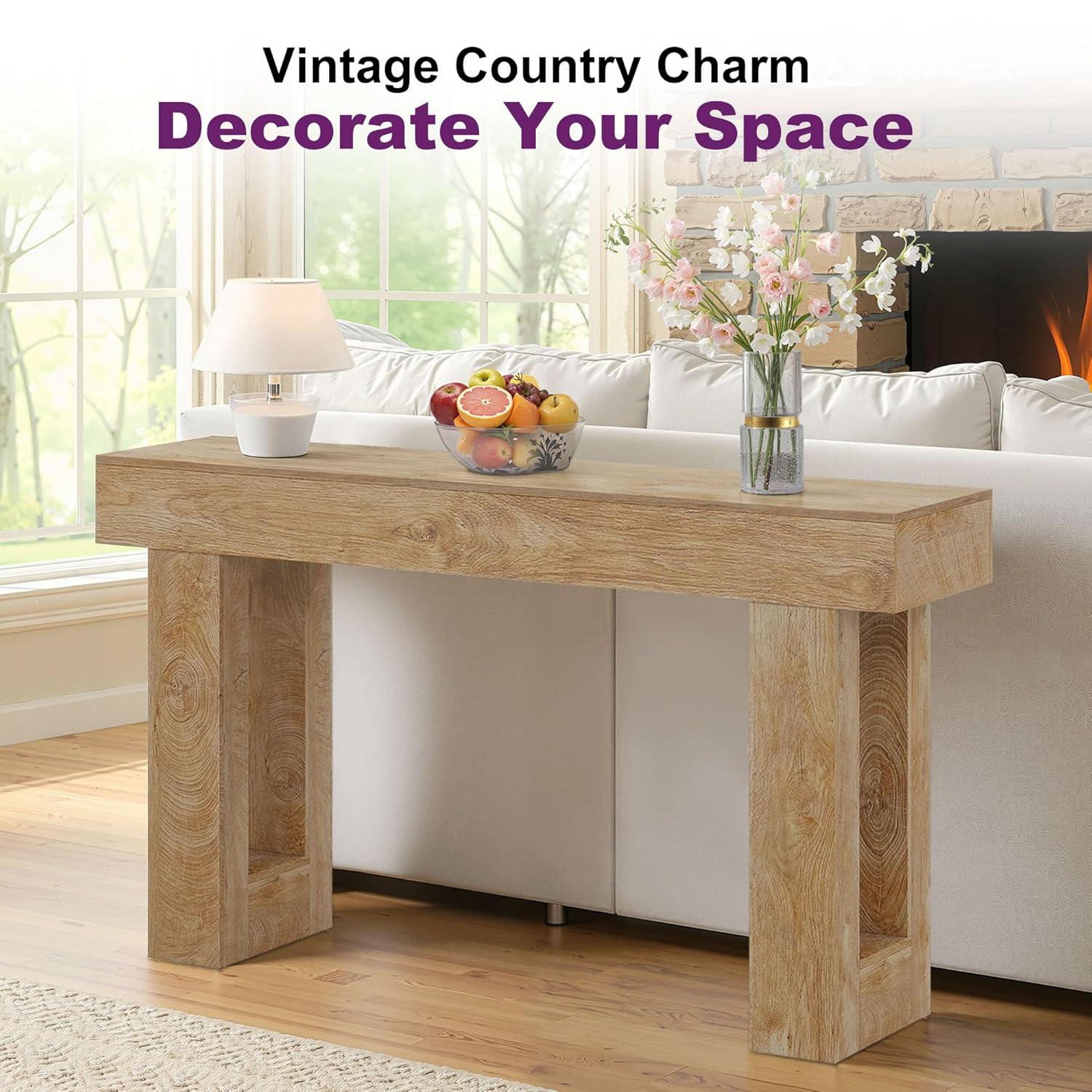 GIODIR 63 Inch Long Console Table, Rustic Wooden Sofa Table Behind Couch, Farmhouse Entryway Table, Industrial Accent Furniture For Entrance, Foyer, Hallway, Living Room
