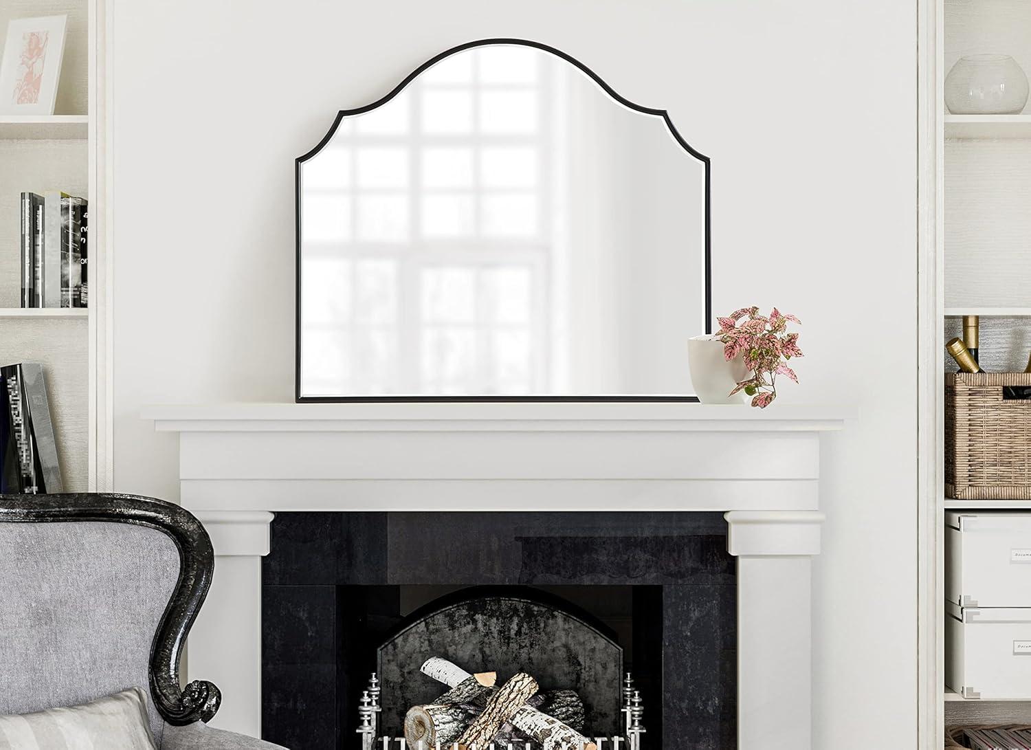 Kate and Laurel Leanna Framed Arch Wall Mirror, 32x28, Black