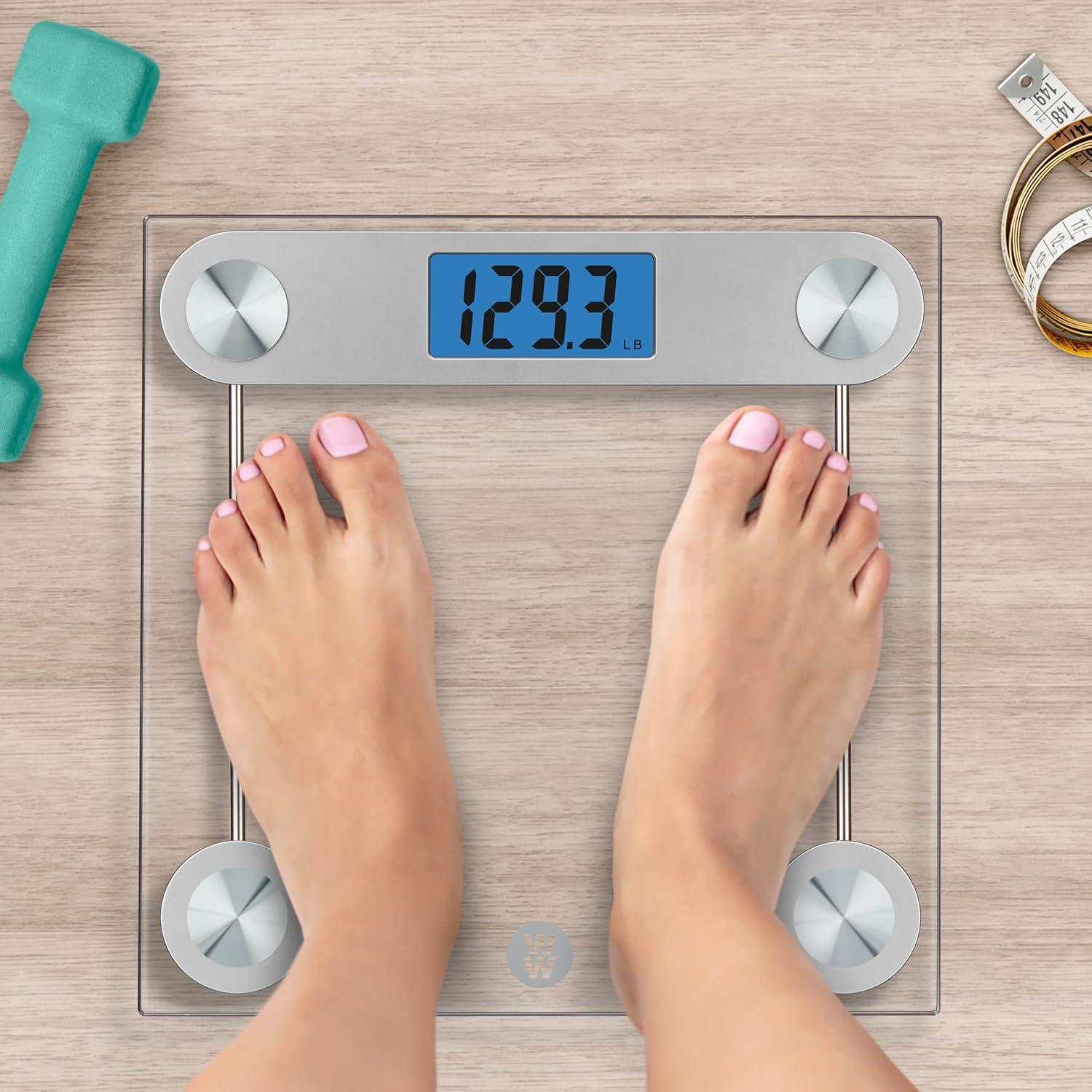 Digital Glass Scale with LCD Display and Backlight Clear - Weight Watchers: Electronic Personal Bathroom Scale, 400 lb Capacity